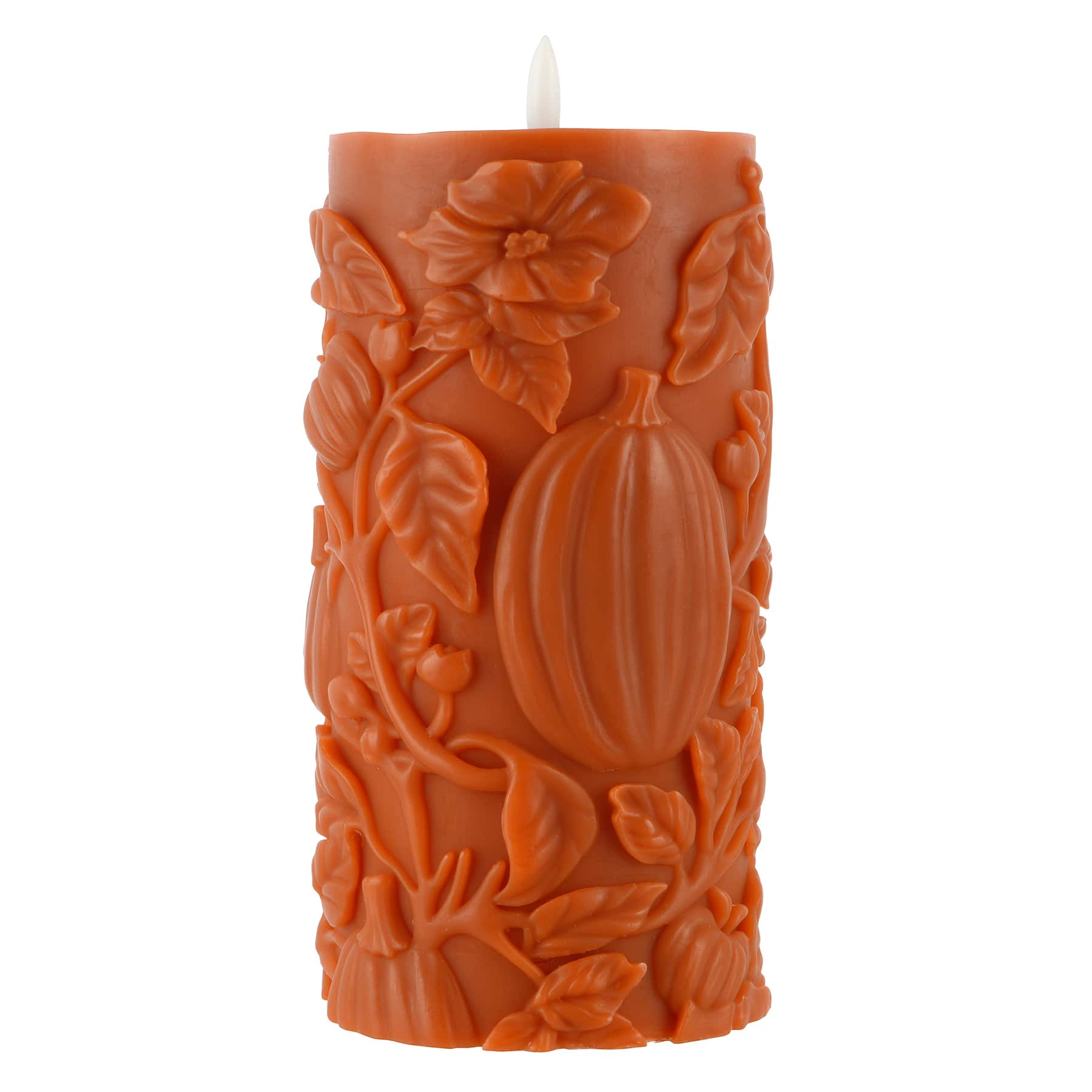 4&#x22; x 8&#x22; Orange Pumpkin LED Pillar Candle by Ashland&#xAE;