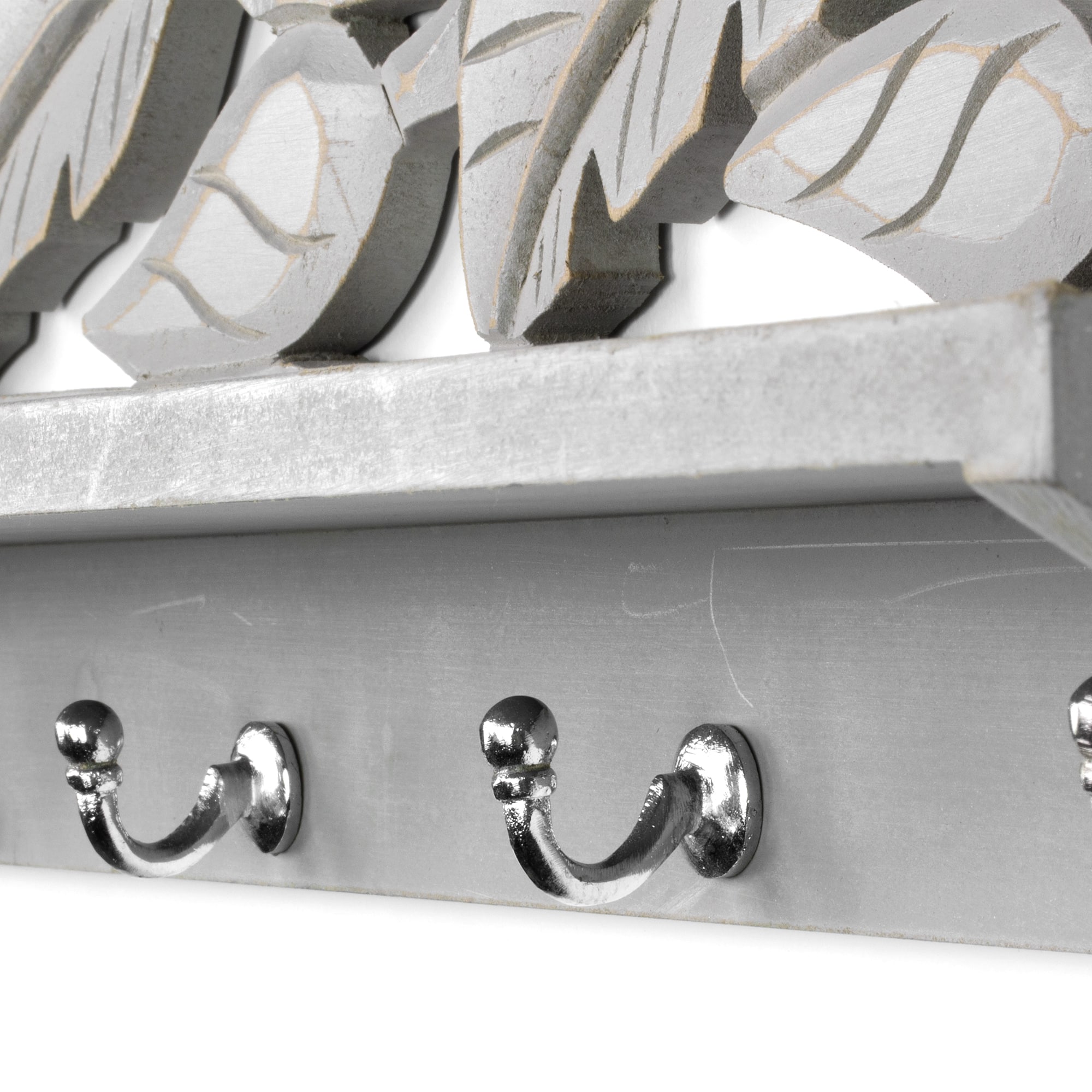 30&#x22; Dove Gray Hand-Carved Floating Wall Shelf