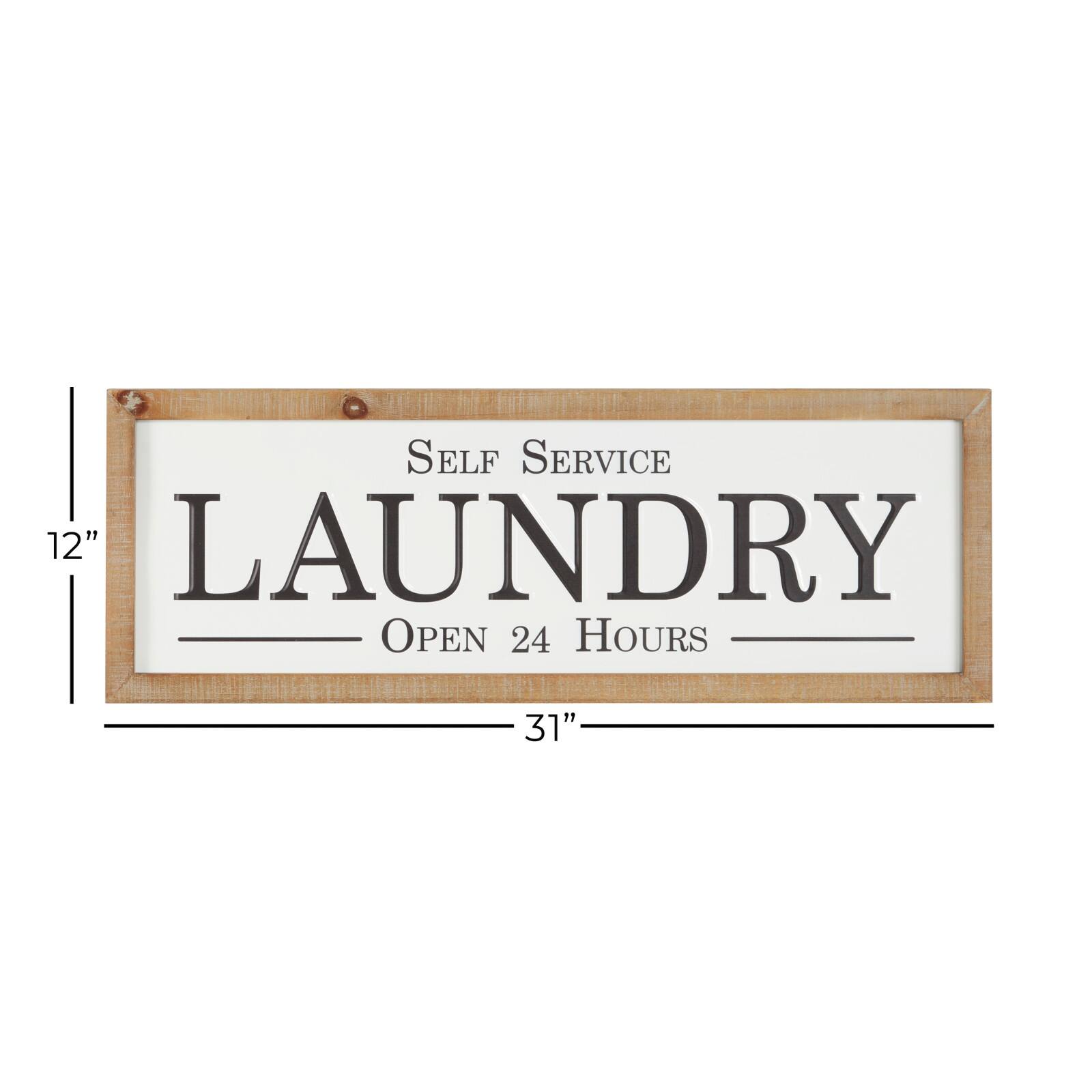 White Farmhouse Laundry Wood Wall Decor, 13" x 32"