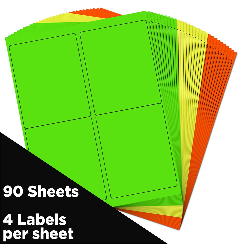 JAM Paper Extra Large Bright Neon Shipping Address Label Stickers, 360ct.