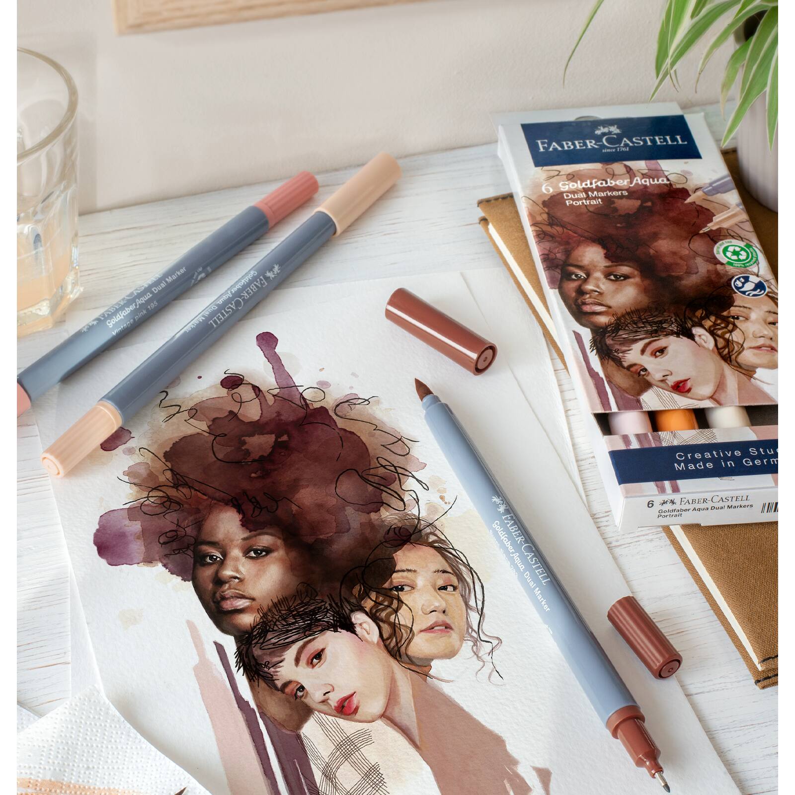 Goldfaber Portrait Dual Ended Aqua Marker 6ct.