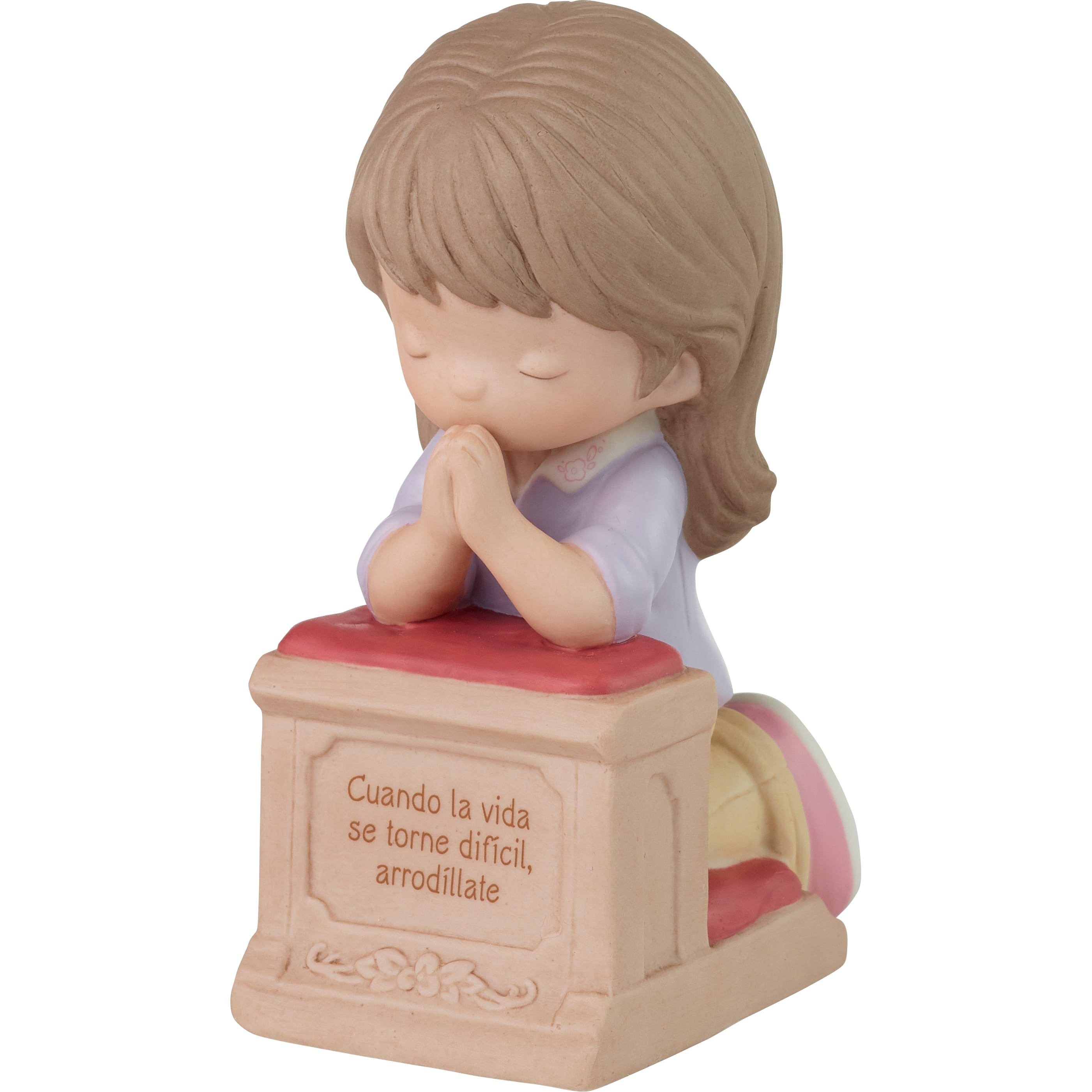 Precious Moments 4.75&#x22; When Life Gets Too Hard To Stand, Kneel Brunette Hair Medium Skin Spanish Bisque Porcelain Figurine