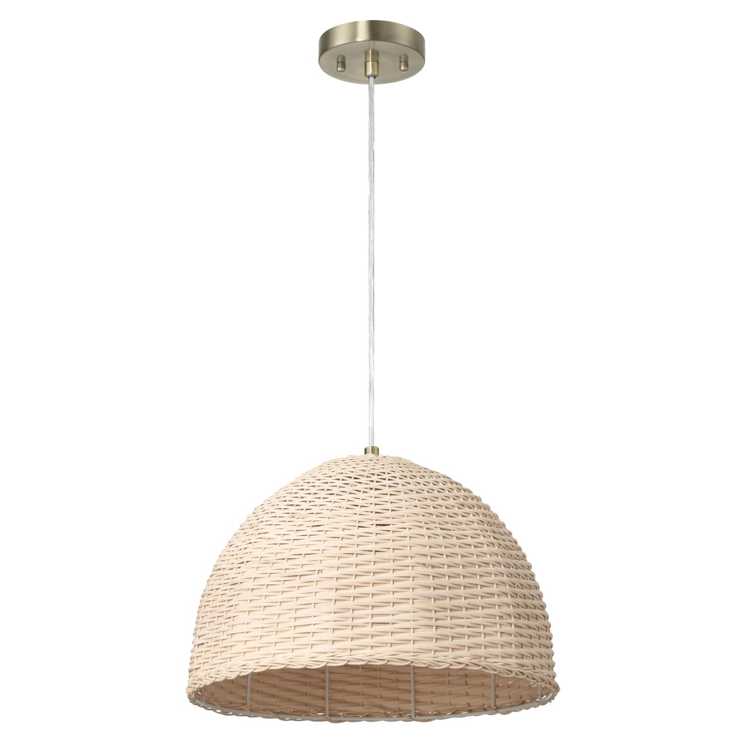 Calypso Natural Metal &#x26; Handwoven Wicker Dome Ceiling Light