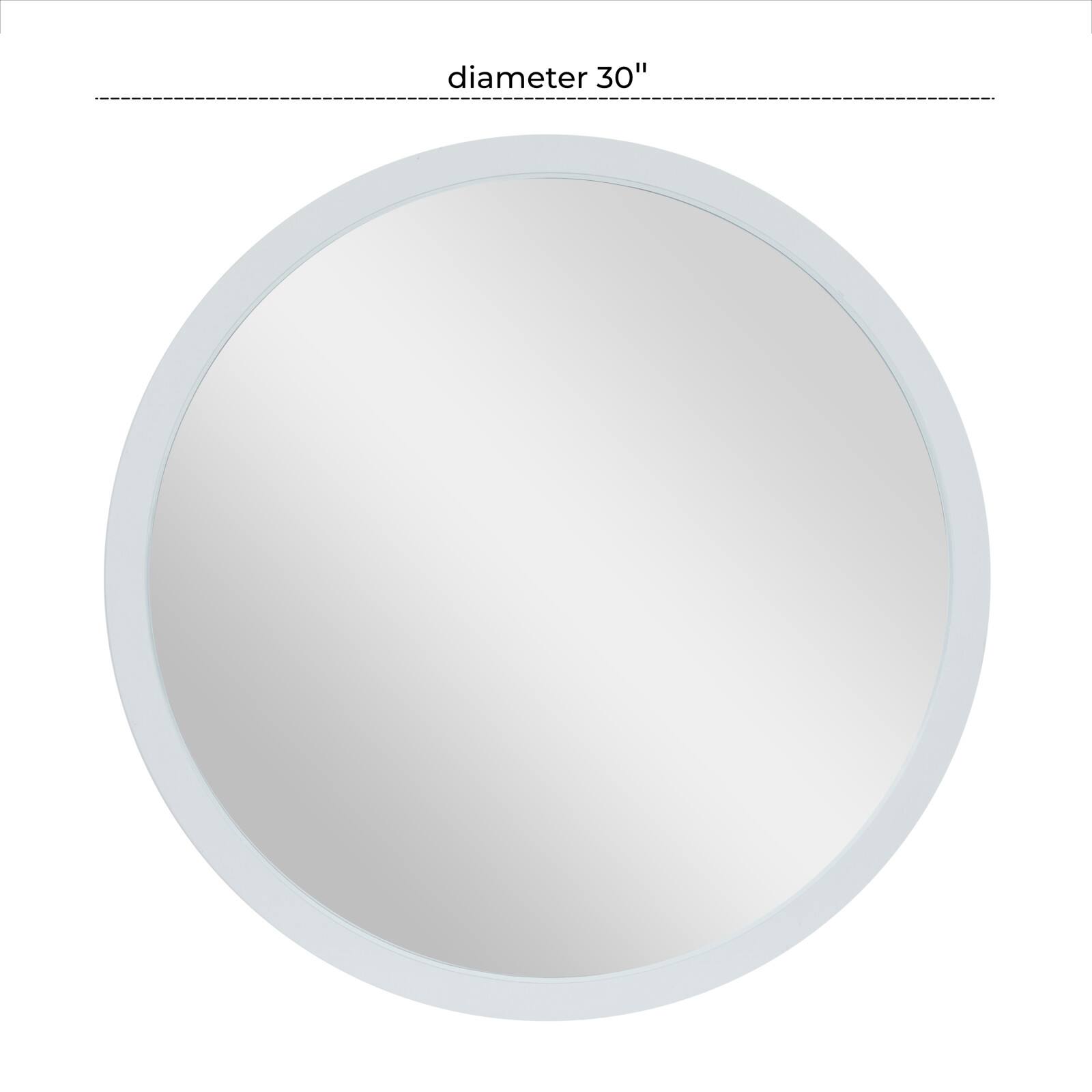 White Contemporary Wall Mirror, 30&#x22; x 2&#x22; x 30&#x22;