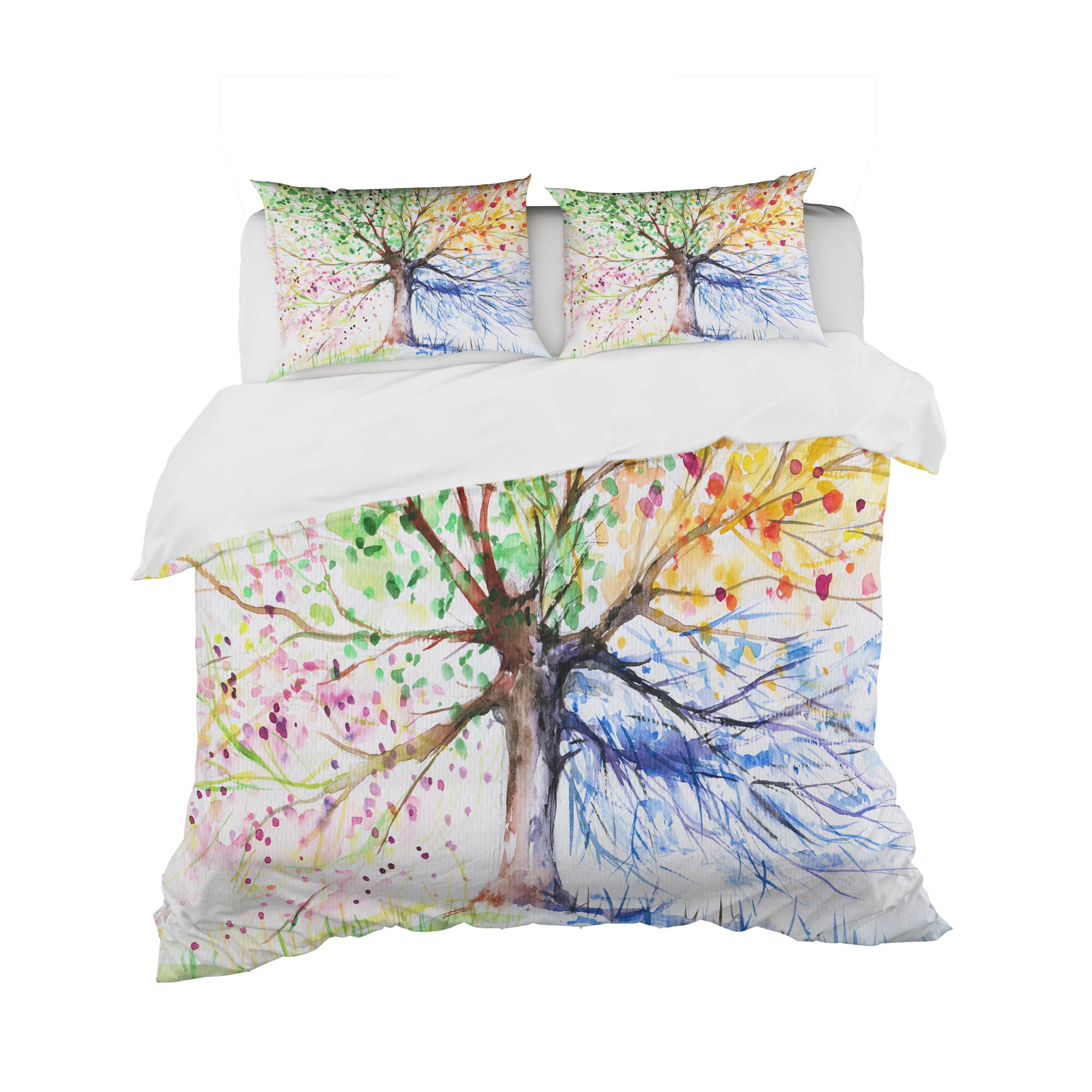 Designart &#x27;Four Seasons Tree&#x27; Floral Bedding Set - Duvet Cover &#x26; Shams