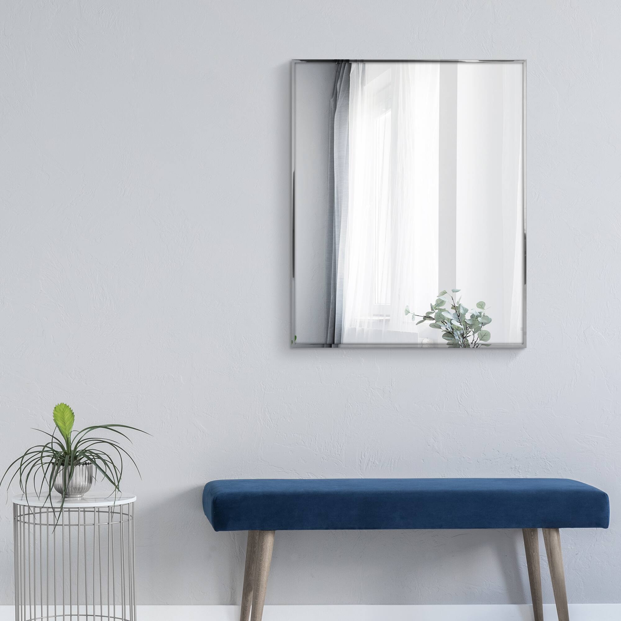 Head West&#xAE; Glossy Chrome Float Rectangular Wall Mirror