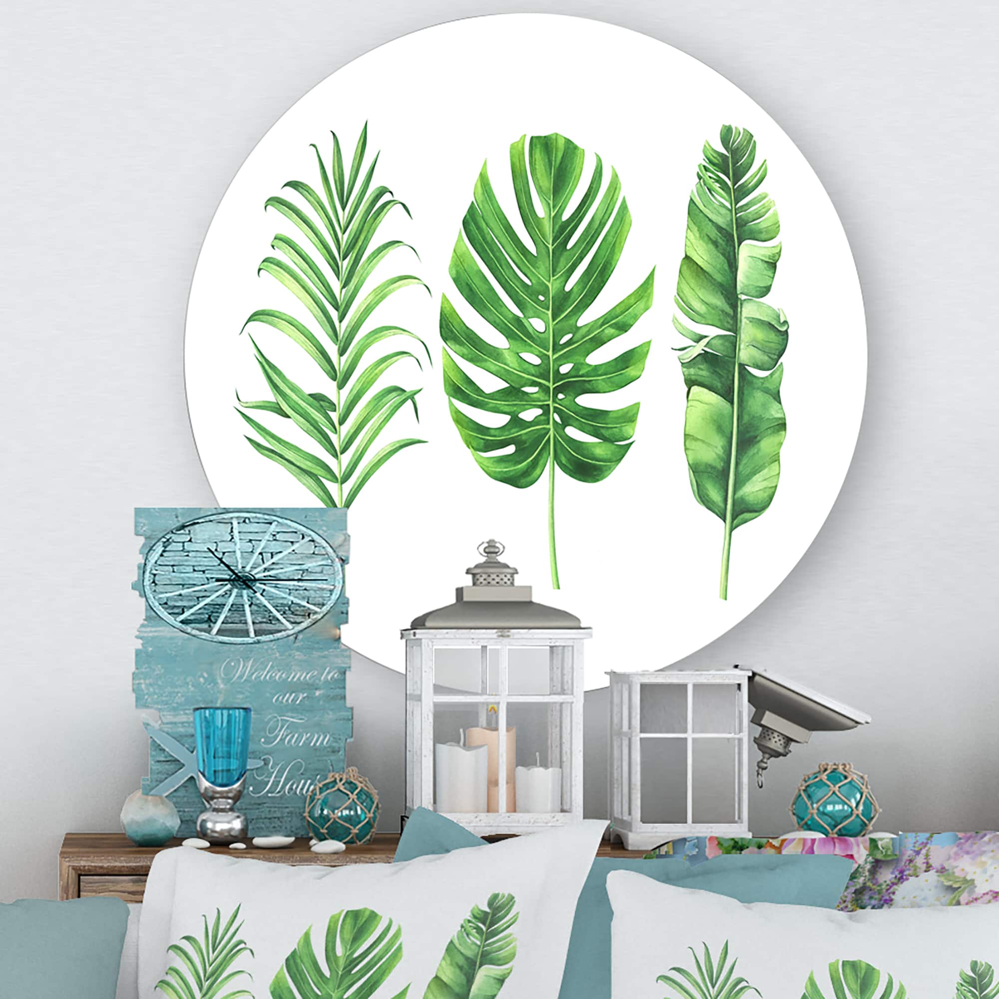 Designart - Tropical Leaf Of Monstera IV - Farmhouse Metal Circle Wall Art