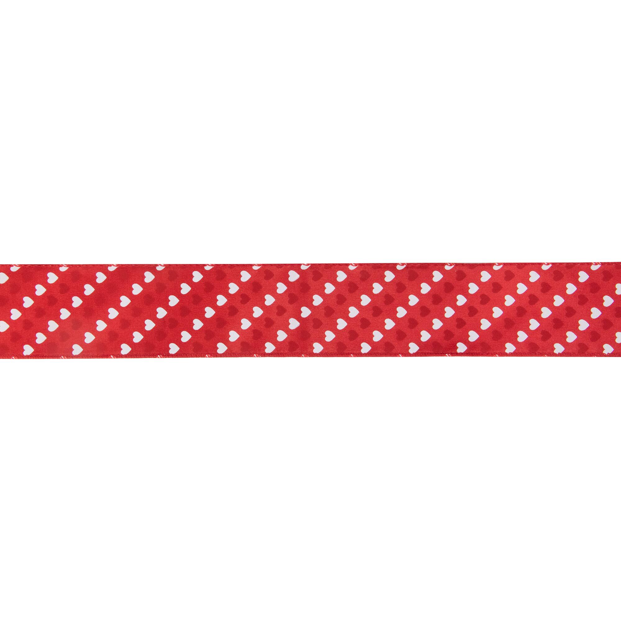 2.5" x 10yd. Diagonal Hearts Valentine's Day Wired Craft Ribbon