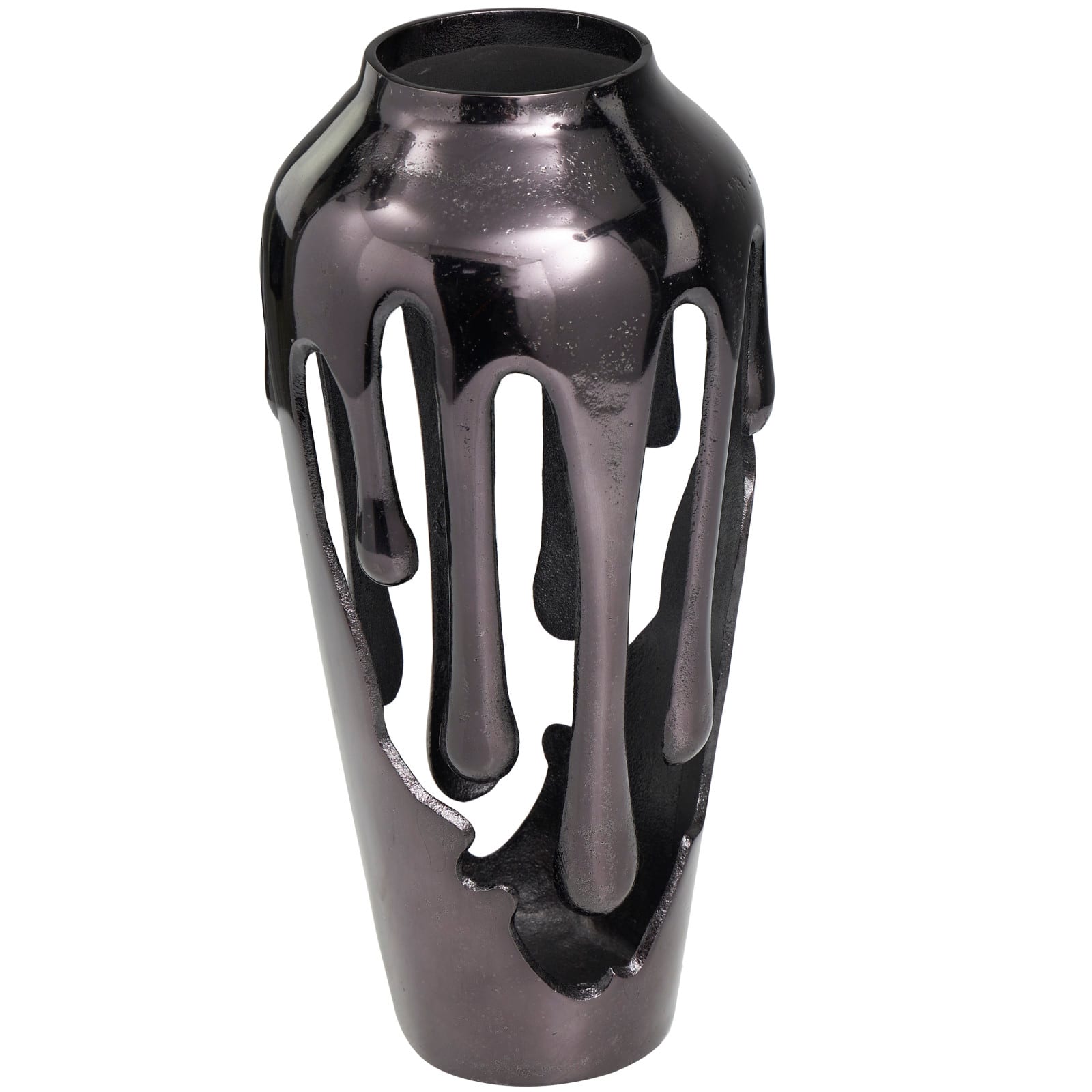 15&#x22; Black Aluminum Drip Vase with Melting Designed Body