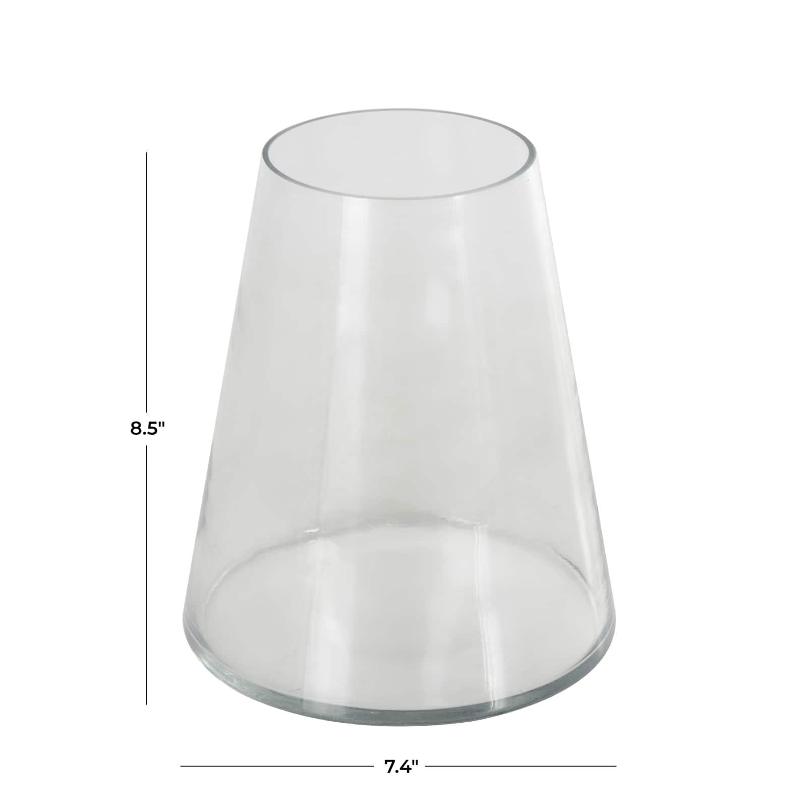 8.5" Clear Glass Wide Cone Shaped Decorative Vase