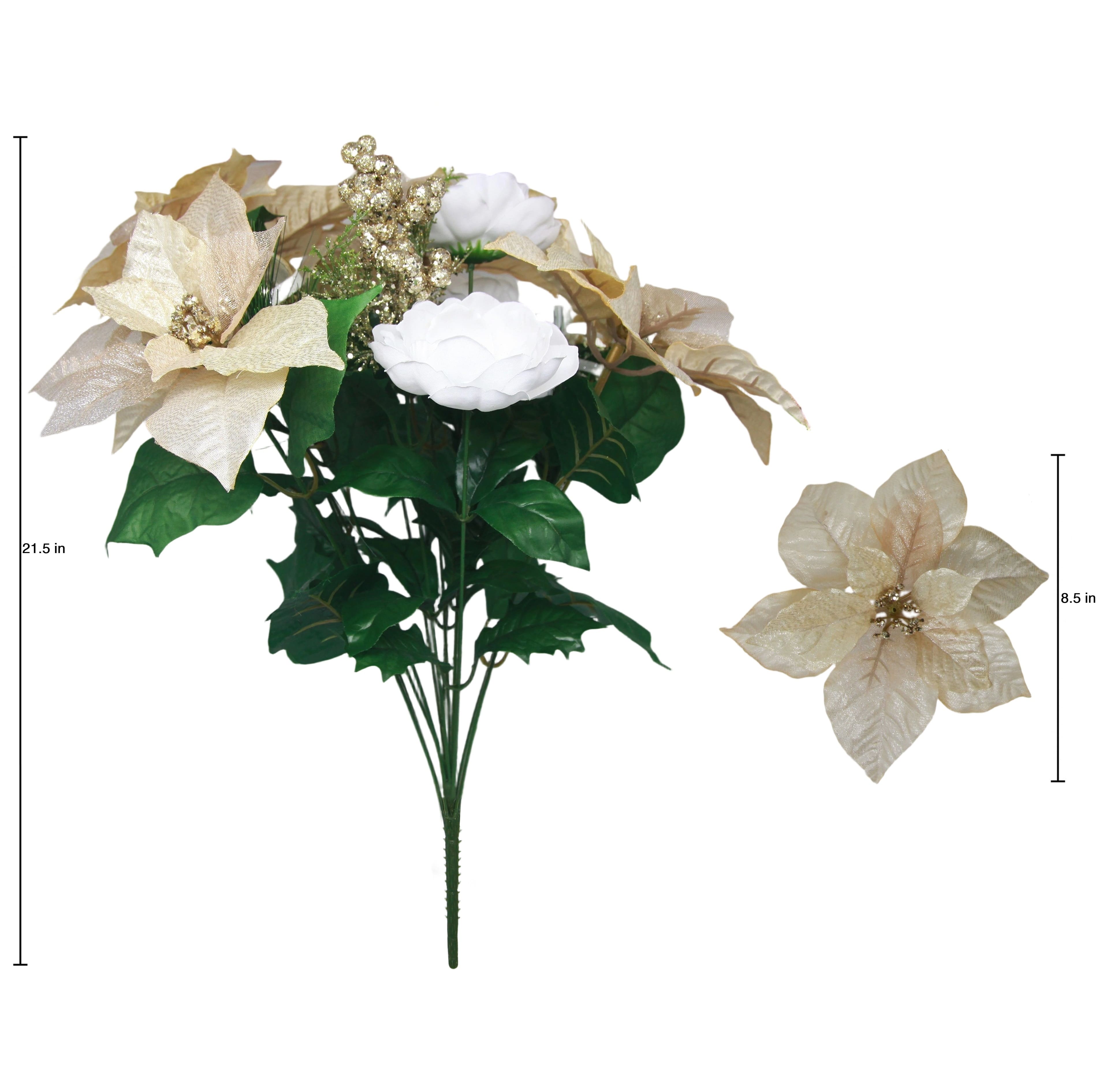 21.5&#x22; Champagne Poinsettia &#x26; Ornament Mix Deluxe Bush by Ashland&#xAE;