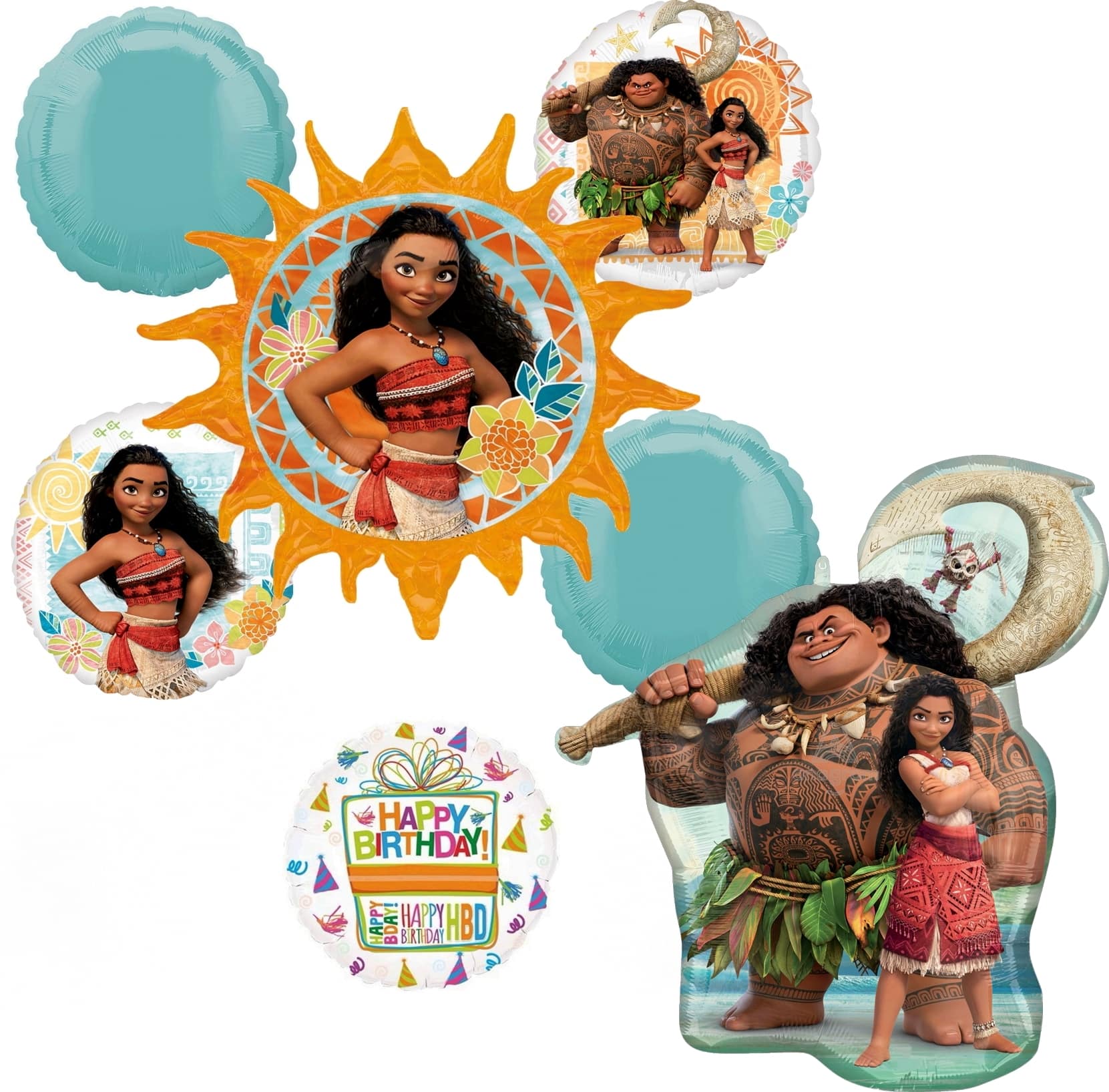 Moana Birthday 7-Piece Foil Balloon Bouquet