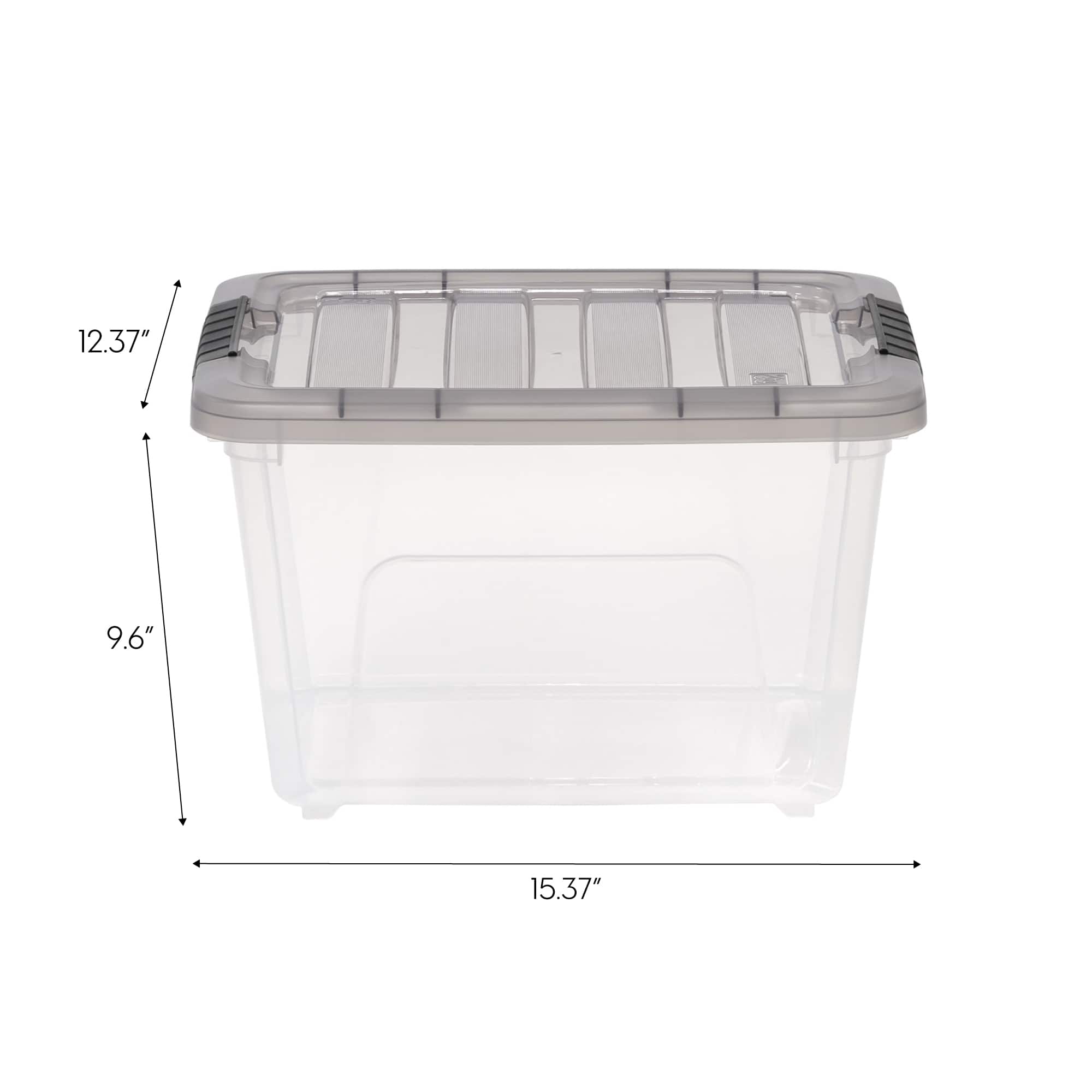 IRIS® Stack & Pull™ Clear Storage Box with Gray Lid