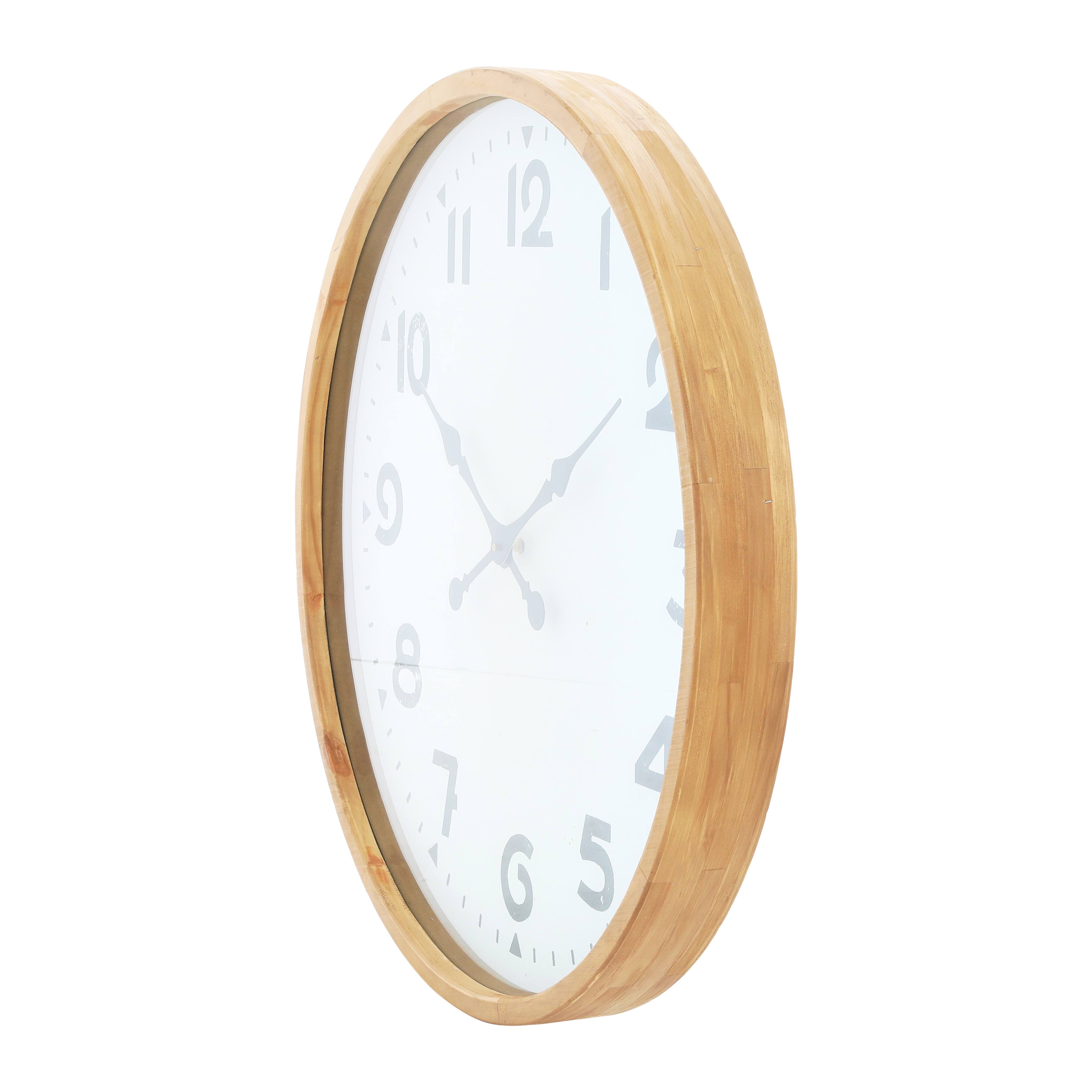 Hello Honey&#xAE; 29&#x22; Round Natural Wood and Metal Wall Clock