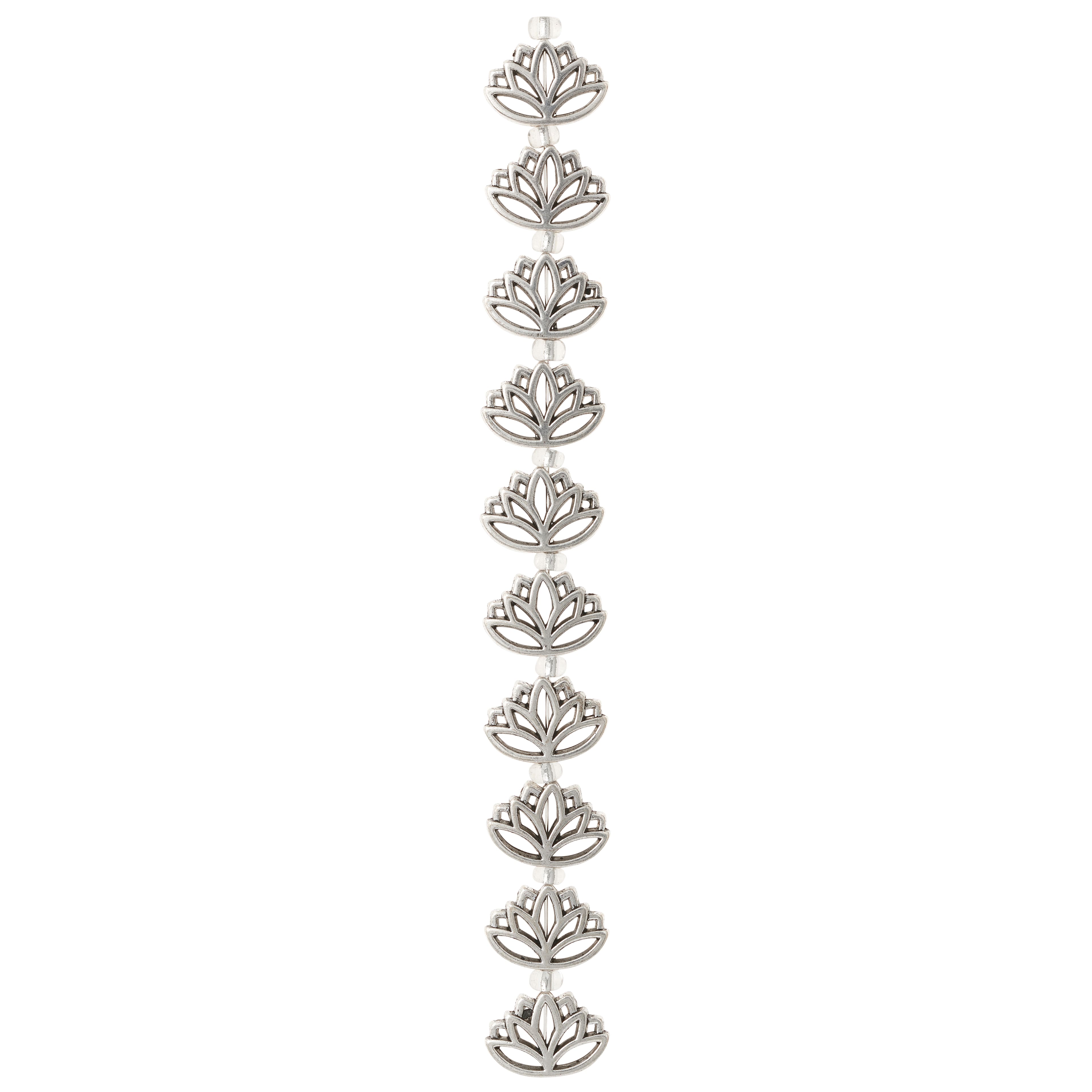 Silver Metal Lotus Beads, 16mm by Bead Landing&#x2122;