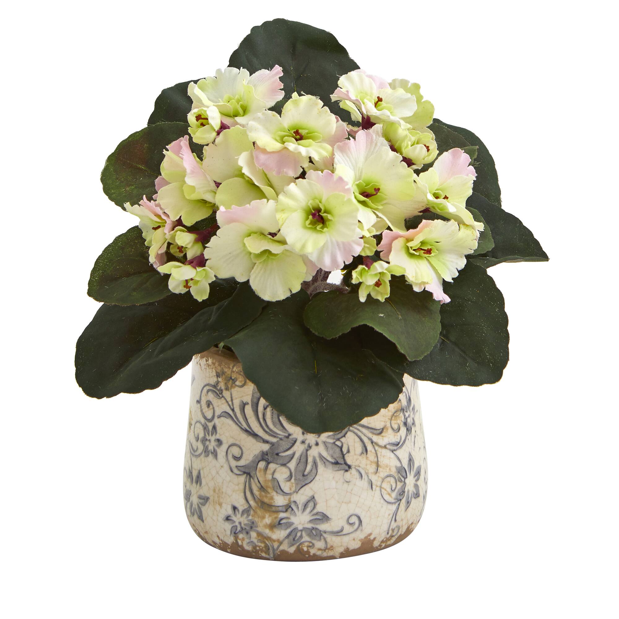 8&#x22; African Violet Artificial Plant in Floral Design Vase Set