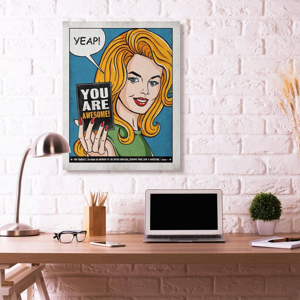 Stupell Industries You Are Awesome Vintage Comic Book Canvas Wall Art