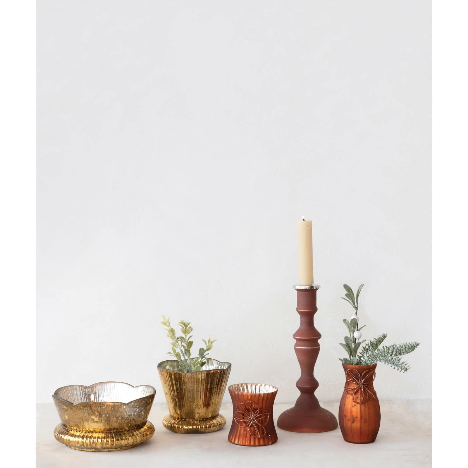 Hello Honey&#xAE; 9&#x22; Mercury Glass Taper Candle Holder