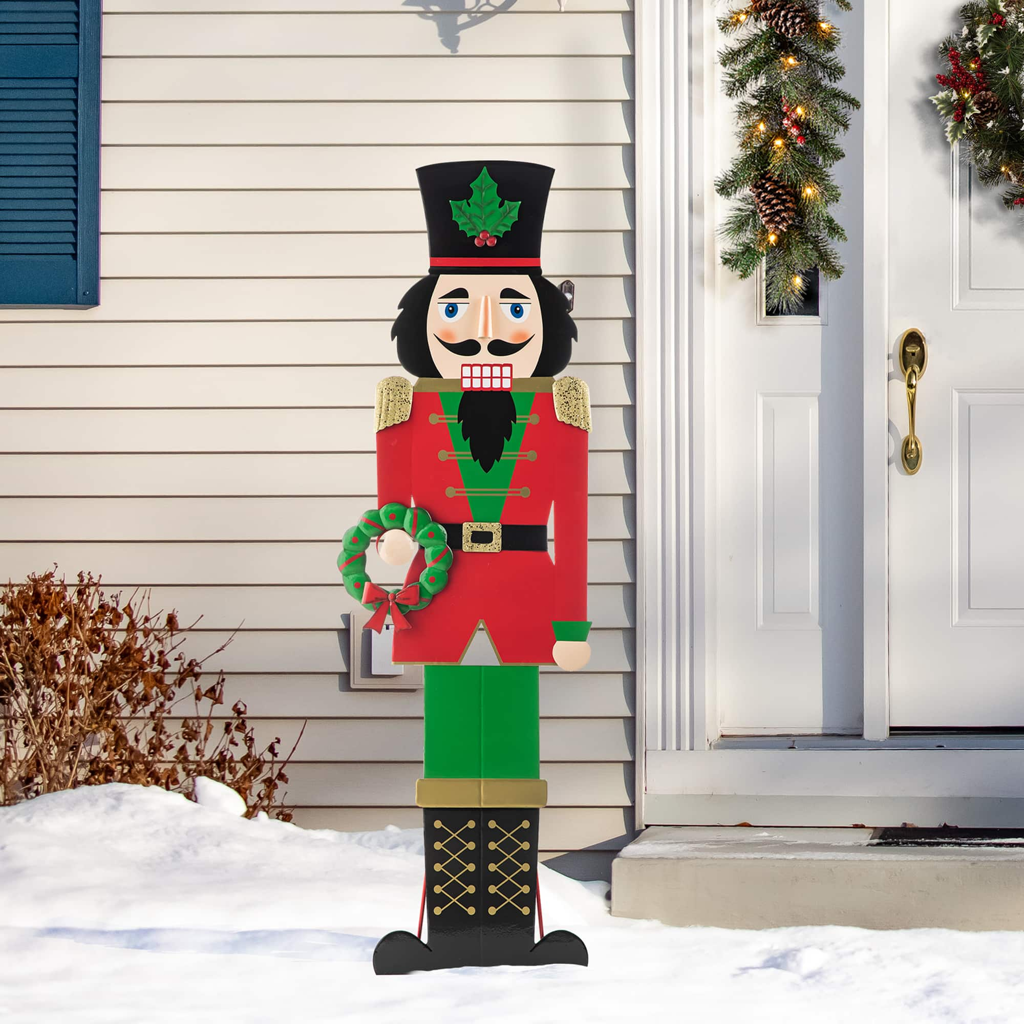 Glitzhome&#xAE; 60&#x22; Metal Nutcracker Porch D&#xE9;cor