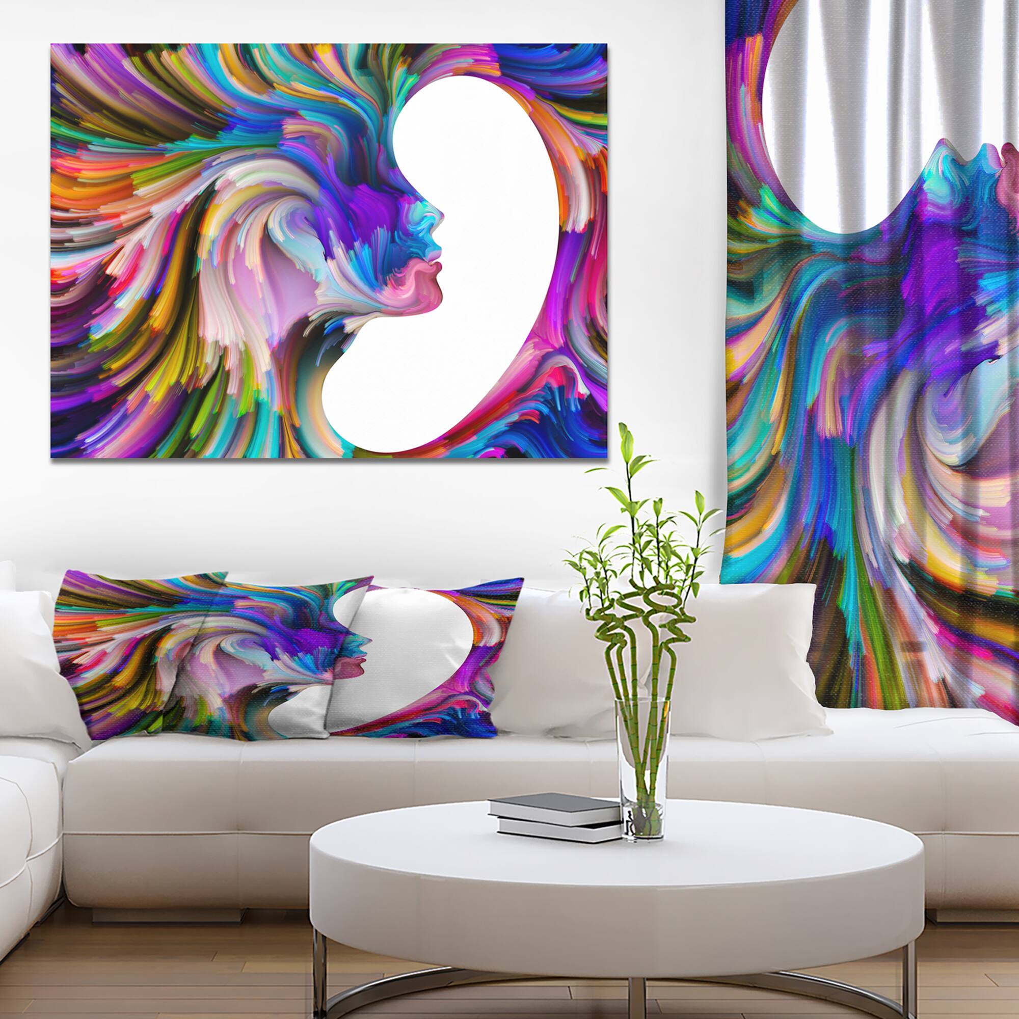 Designart - Colorful Faces - Abstract People Print on Wrapped Canvas