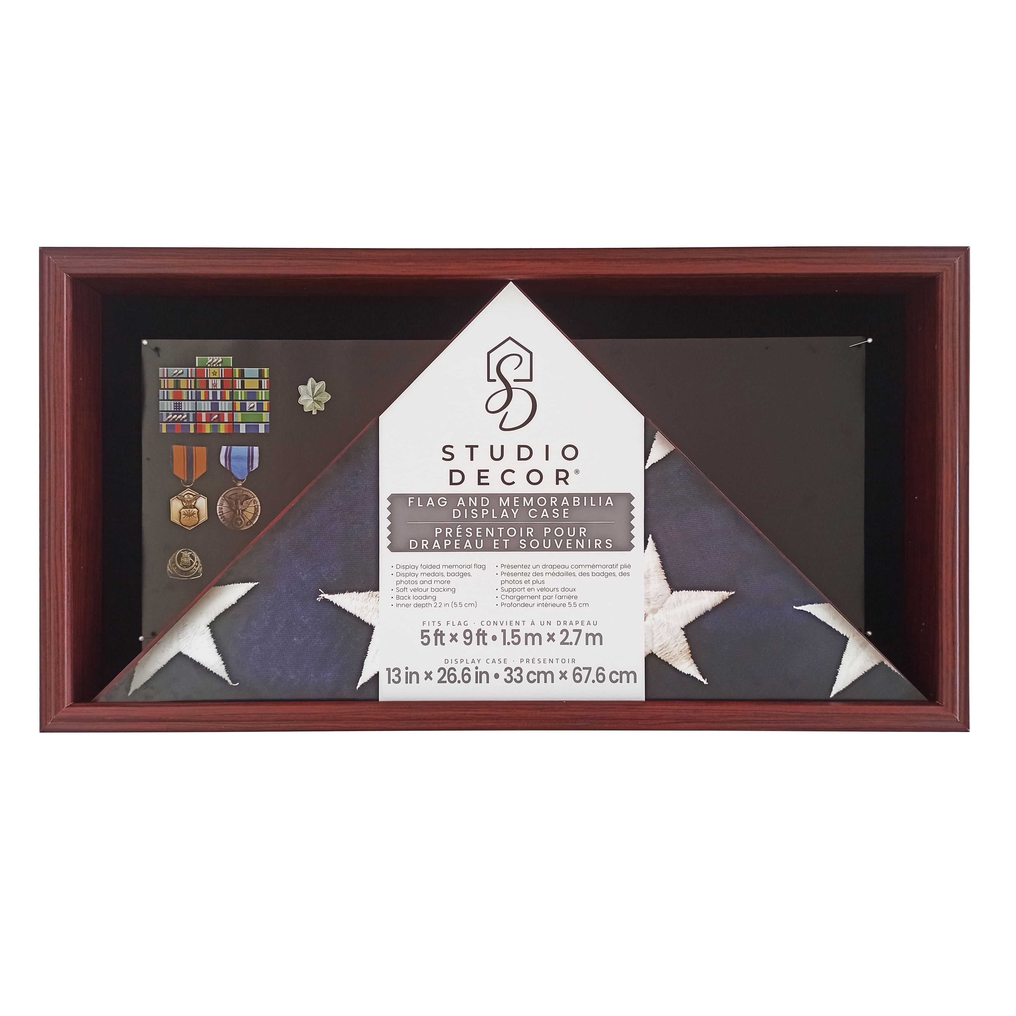 13" x 26.5" Mahogany Flag & Memorabilia Display Case by Studio Décor®