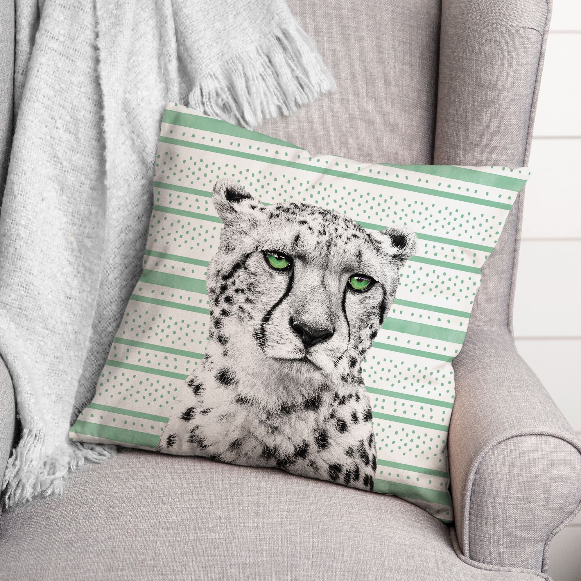Stripe Cheetah Throw Pillow