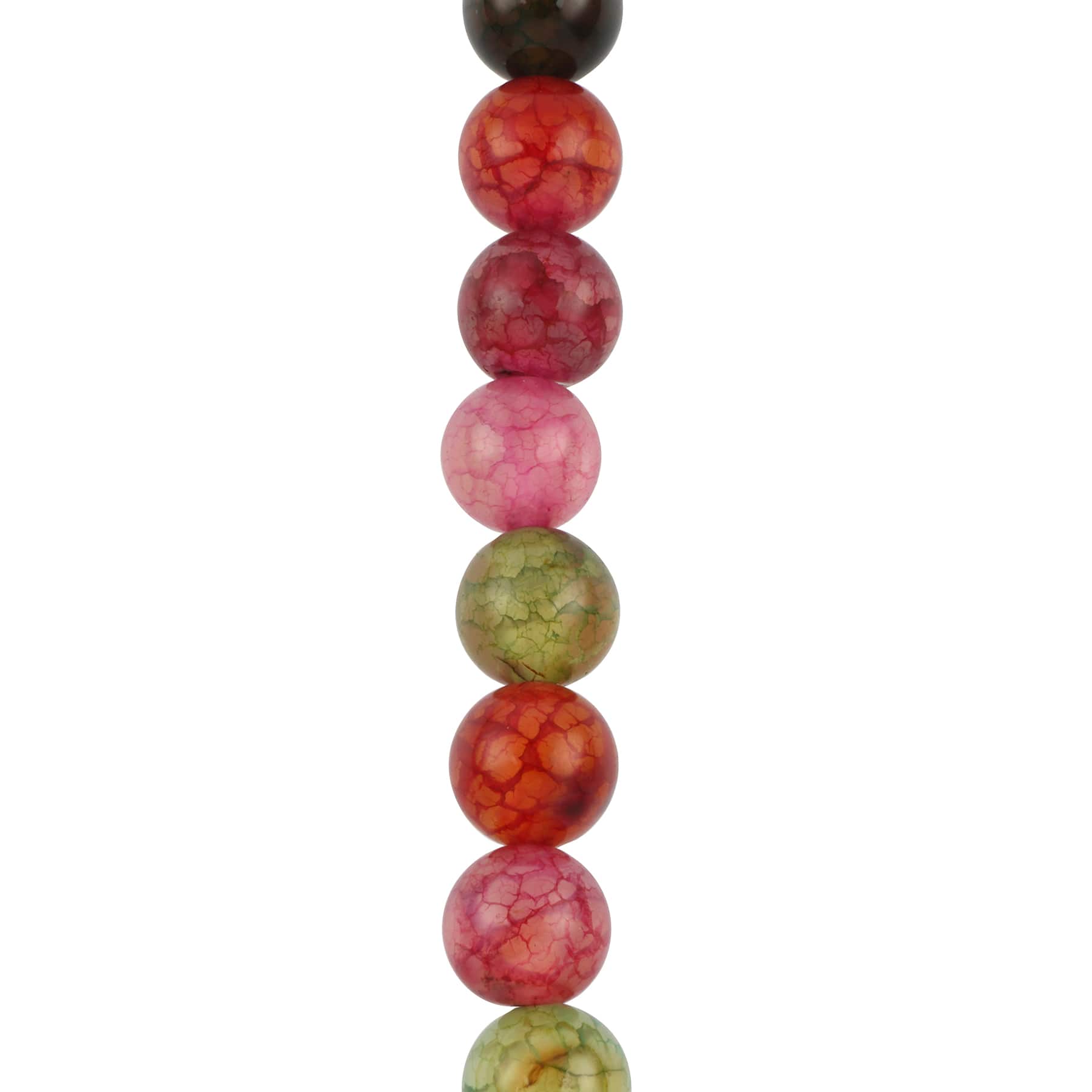 12 Pack: Multicolor Crackled Agate Round Beads by Bead Landing™