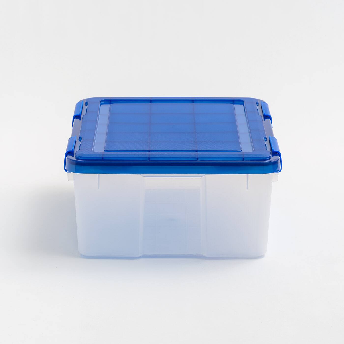 IRIS Element Resistant Clear Plastic Storage Boxes with Blue Lid