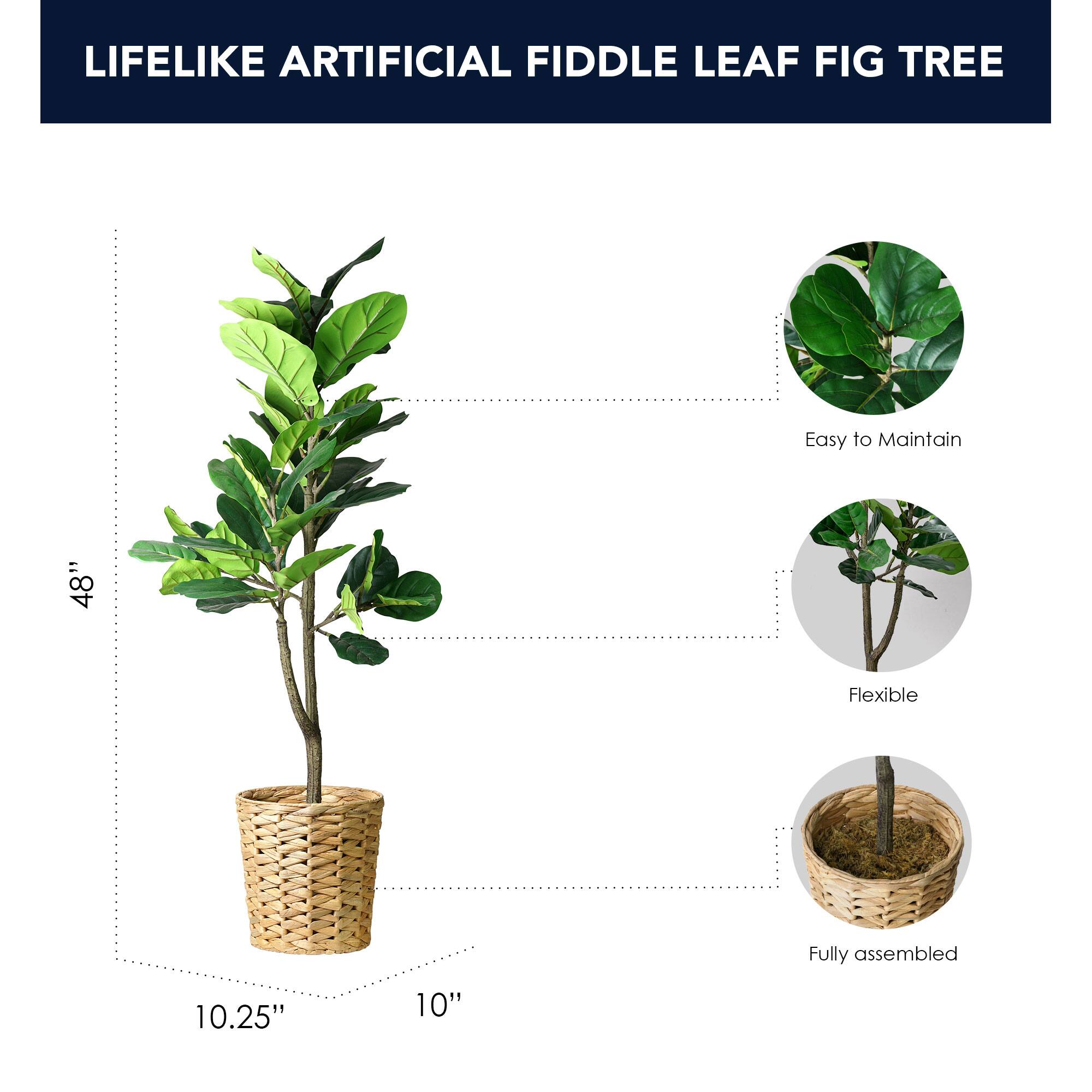American Art Decor 4ft. Fiddle Fig Tree in Woven Basket