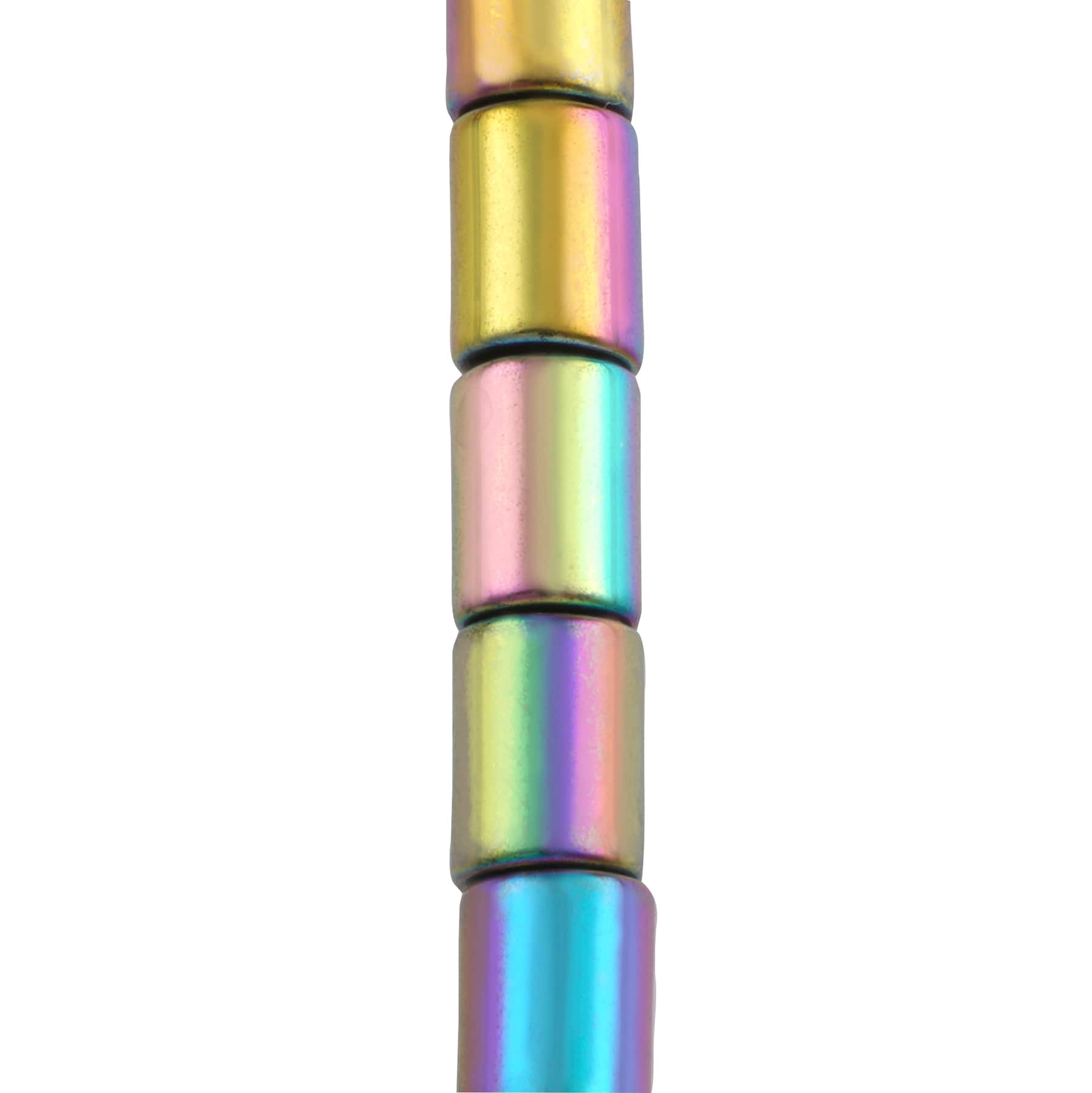 Rainbow Reconstituted Hematite Tube Beads