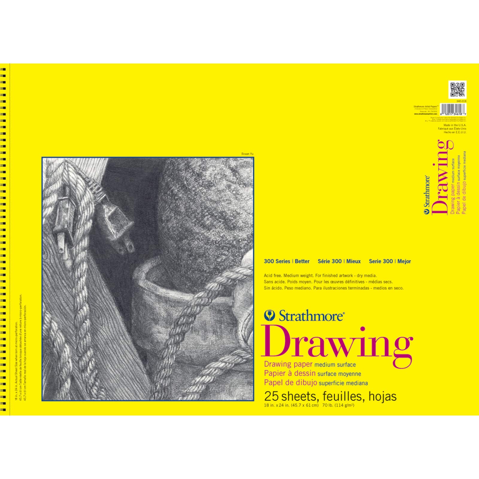 Strathmore® 300 Series Wired Drawing Paper Pad, 25 Sheets