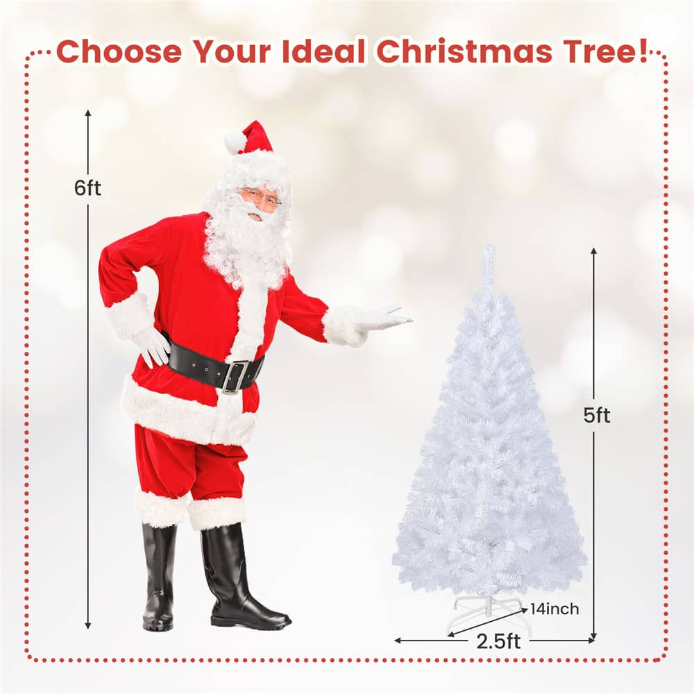 Costway 5ft. Unlit White Artificial Christmas Tree with Stand