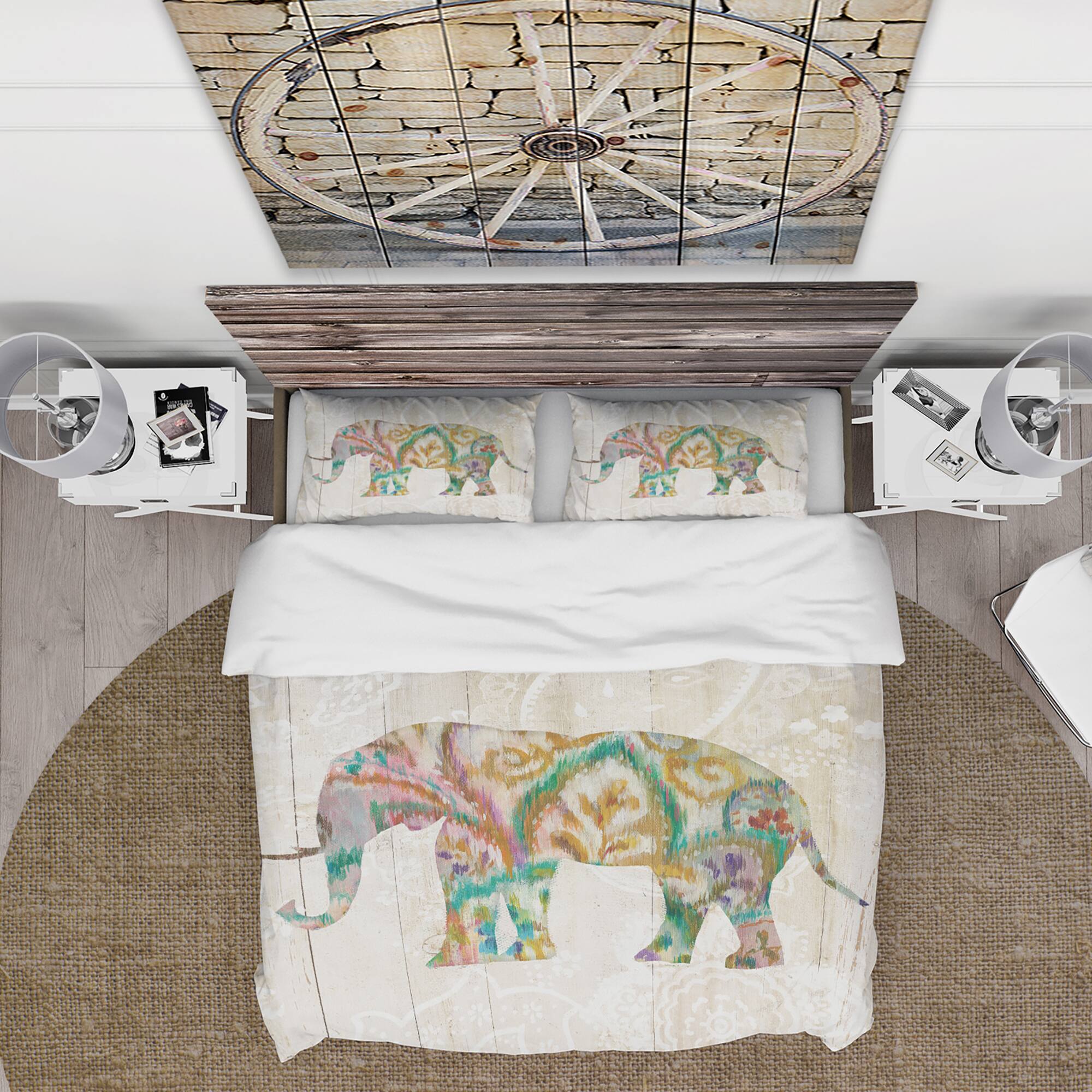 Designart &#x27;Boho Paisley Elephant II vII&#x27; Traditional Bedding Set - Duvet Cover &#x26; Shams