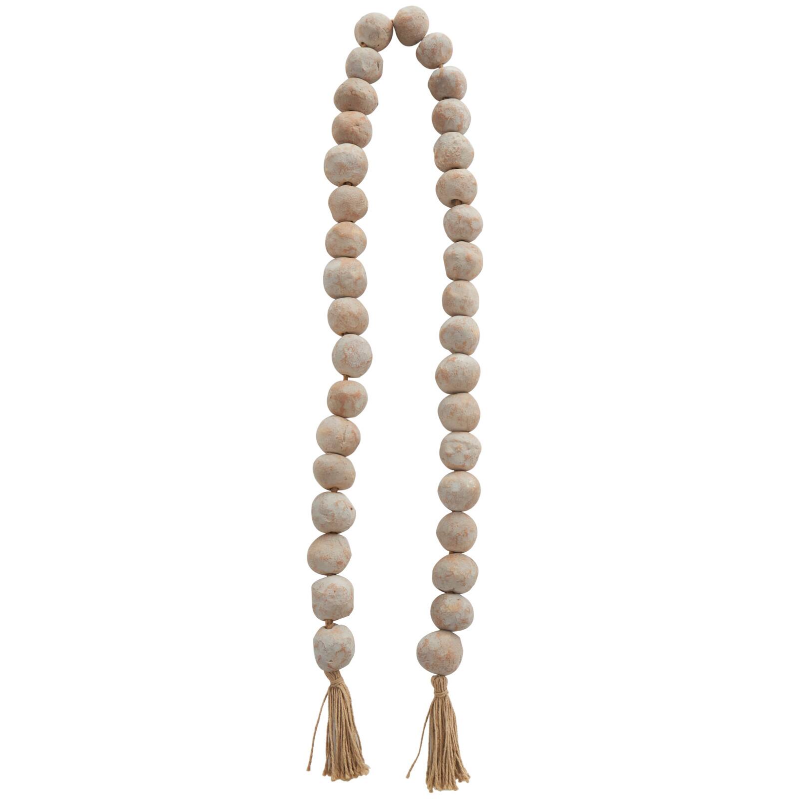 5ft. Paper Mache Round Distressed Beaded Garland with Tassel