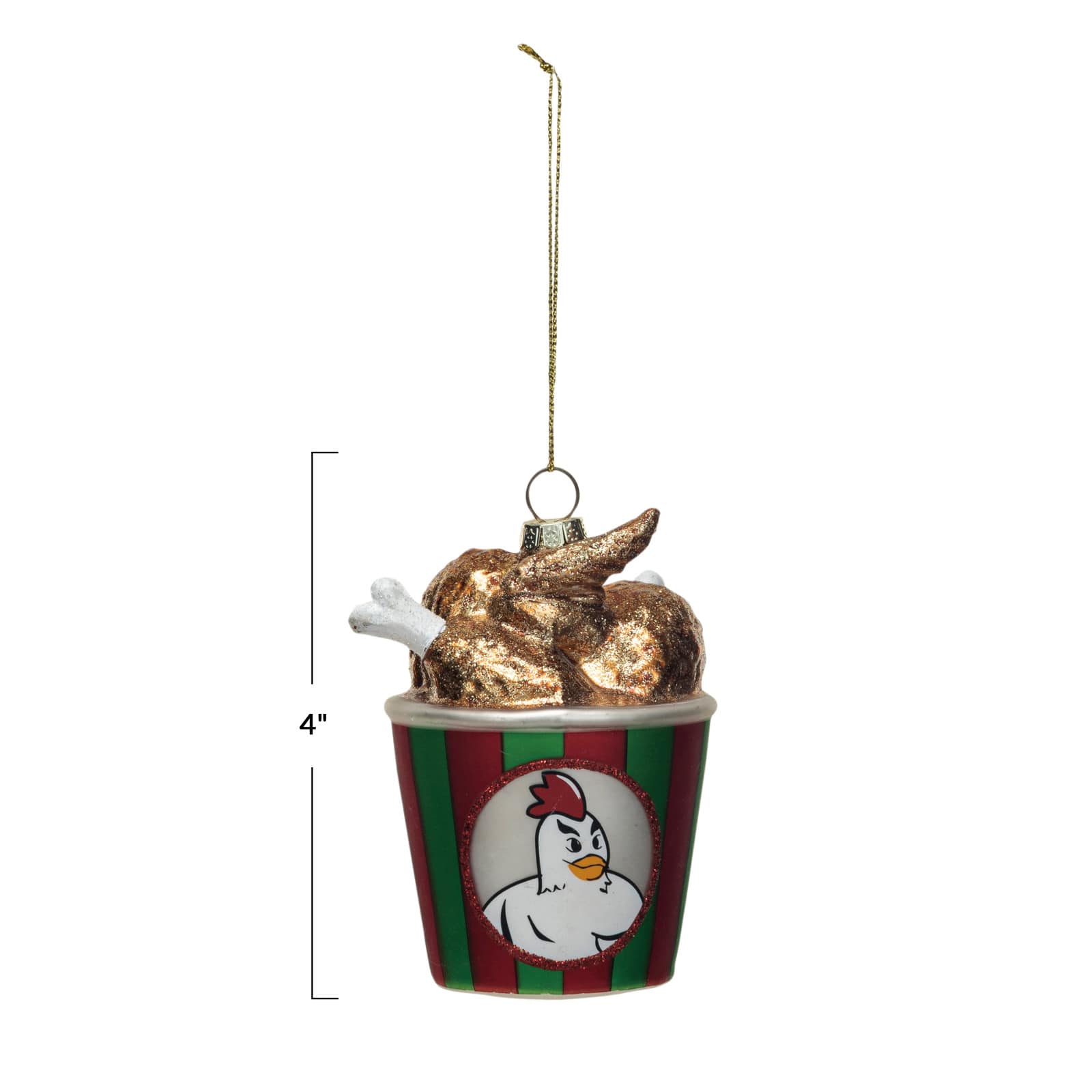 Hello Honey&#xAE; 4&#x22; Glass Fried Chicken Bucket Ornament with Glitter
