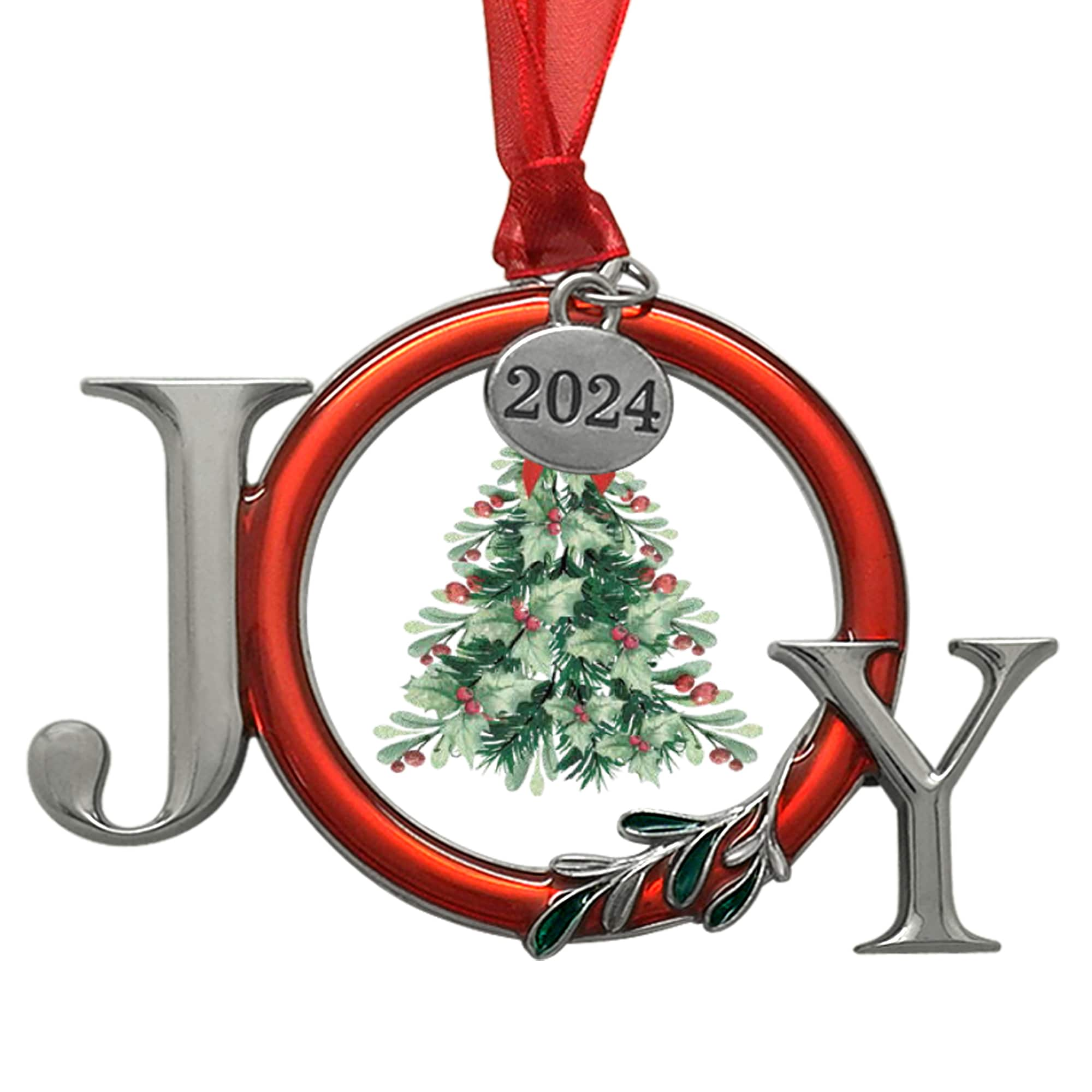 2&#x22; x 2&#x22; Red &#x26; Silver Joy Ornament Frame by Studio D&#xE9;cor&#xAE;