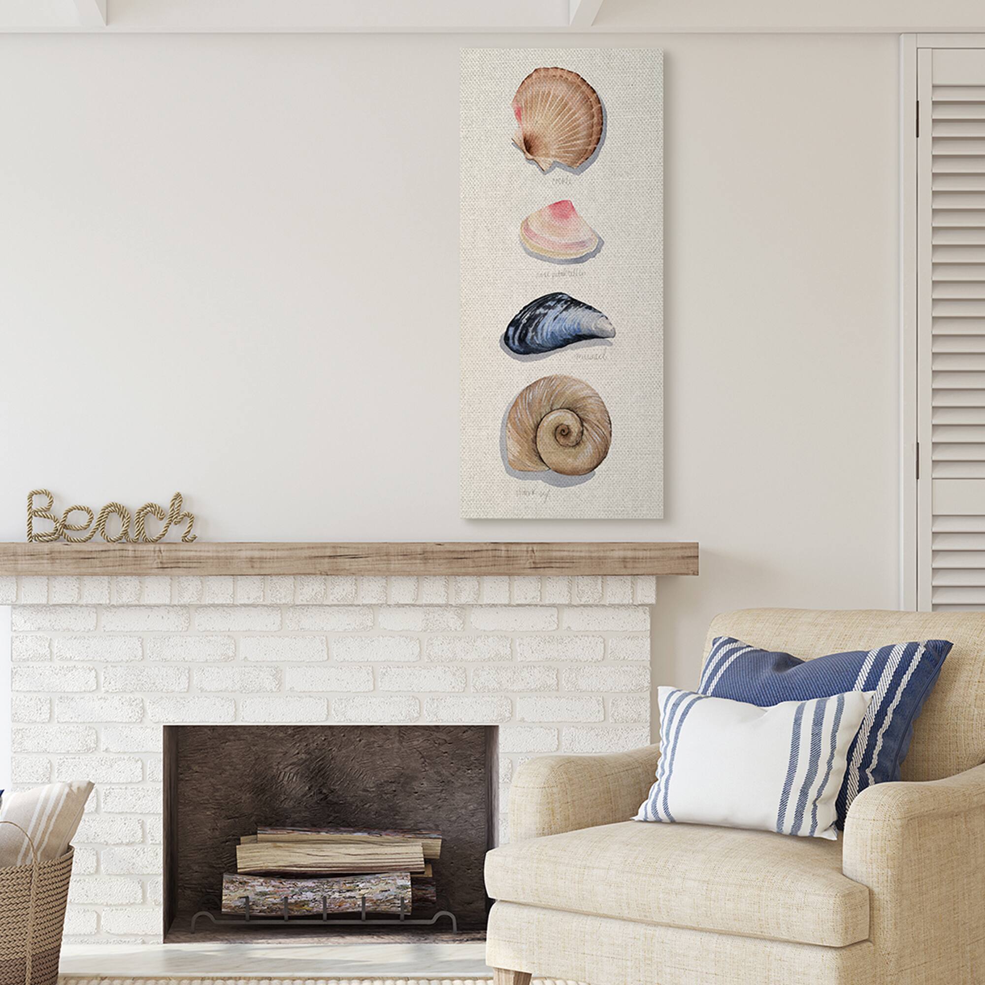 Stupell Industries Nautical Sea Shells over Soft Beige Sand Canvas Wall Art