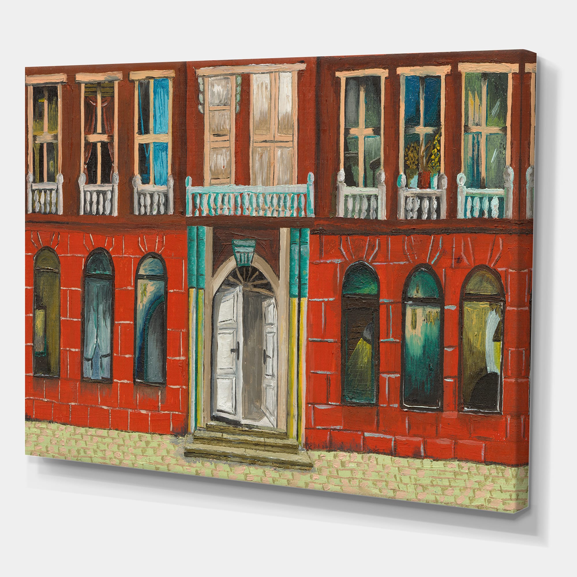 Designart - Red Facade of Shop In Paris II - French Country Canvas Wall Art Print