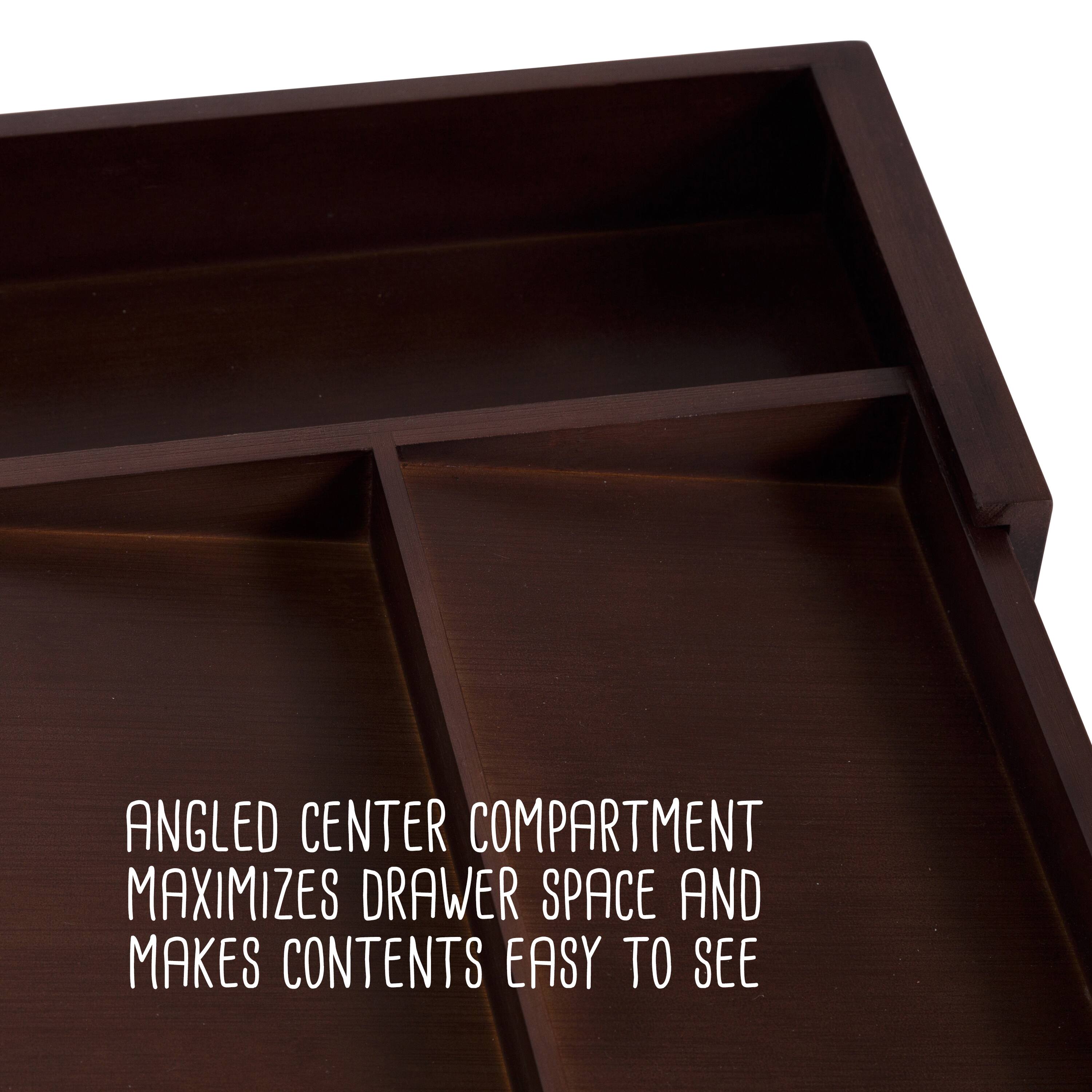 17'' Walnut Expandable Kitchen Drawer Organizer Tray