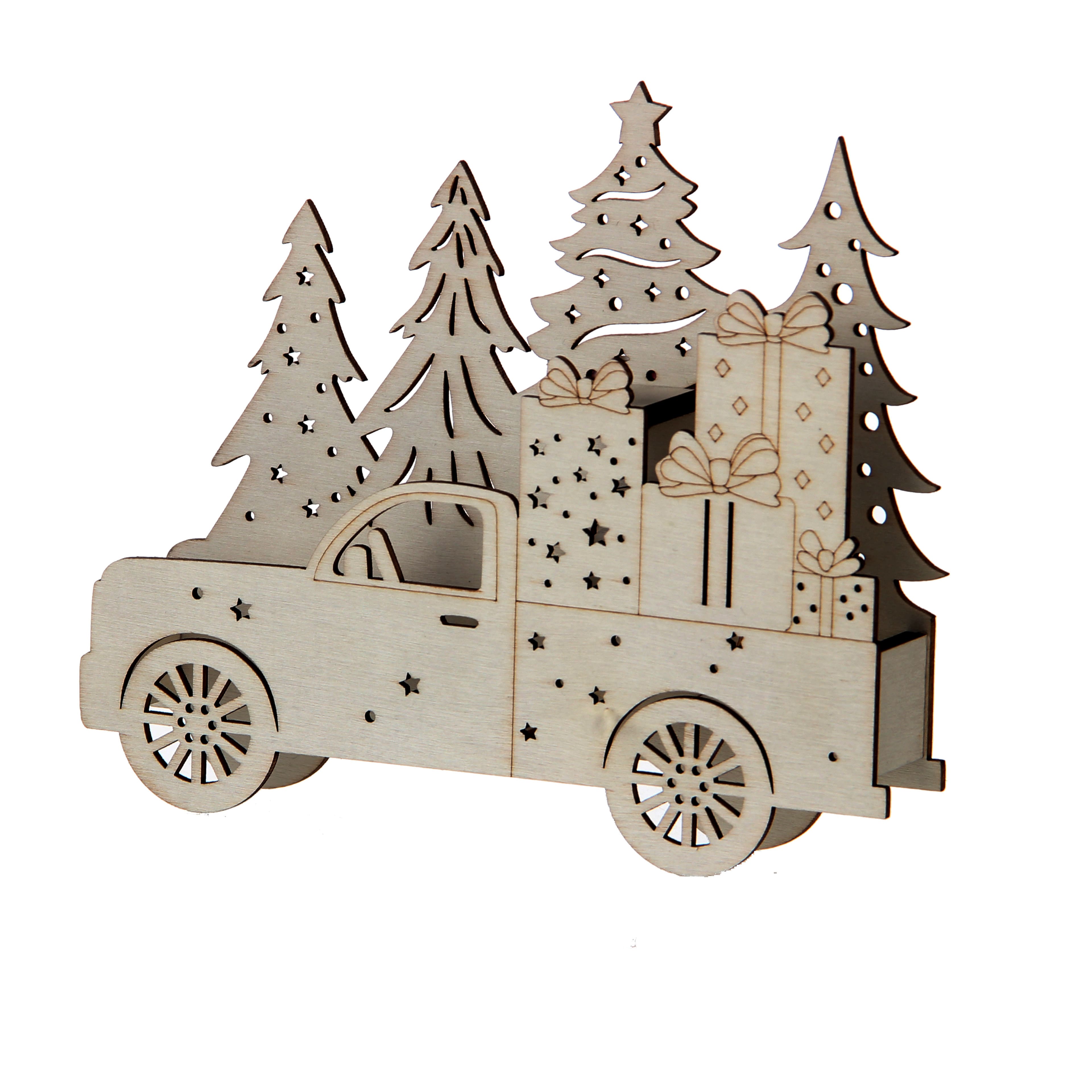 7&#x22; Truck with Presents LED DIY Wood D&#xE9;cor by Make Market&#xAE;