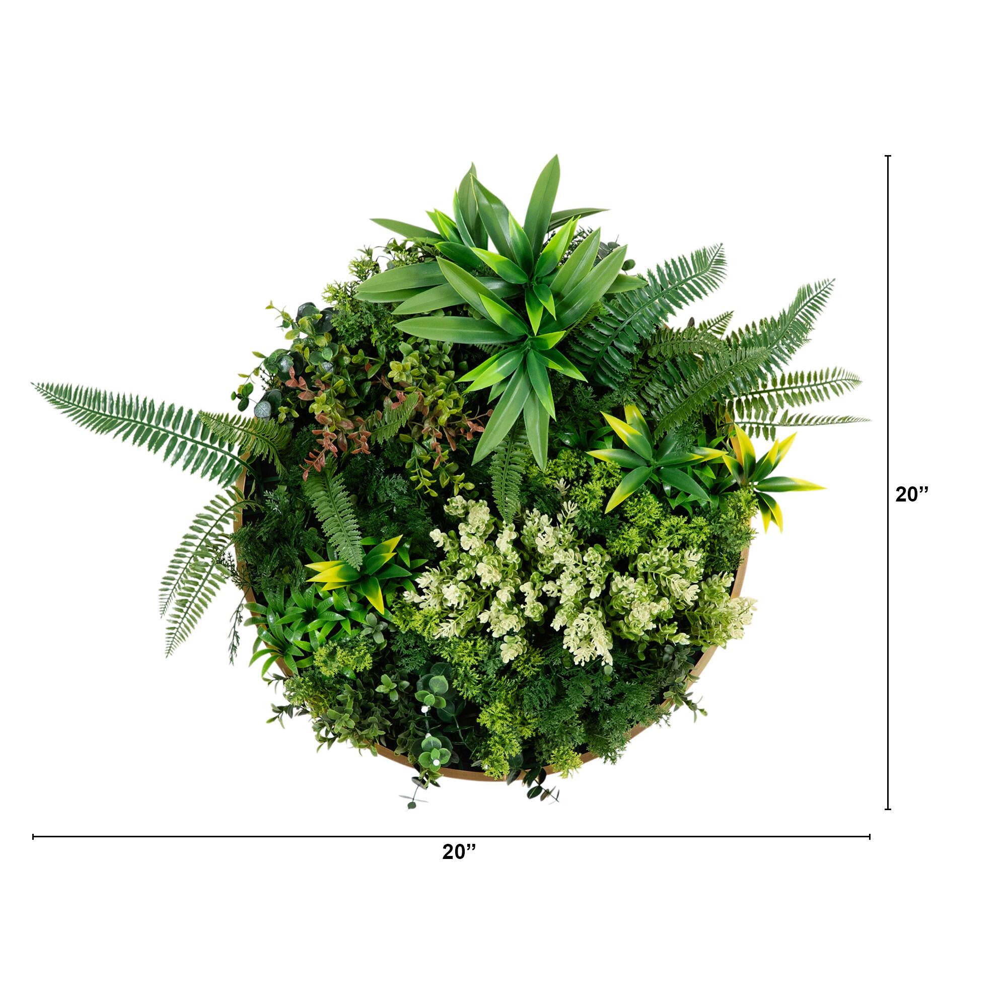 20" Framed Queensland Rainforest Artificial Living Wall Art Panel