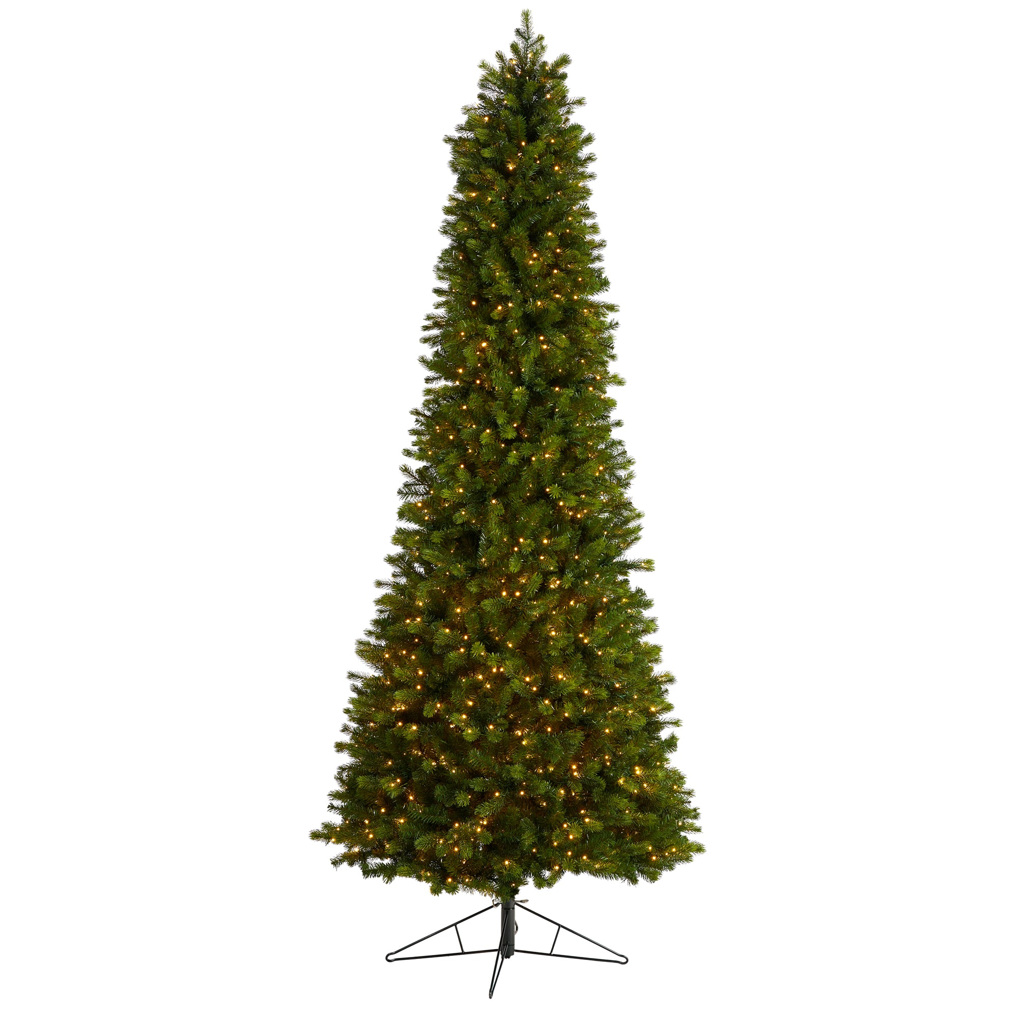 9.5ft. Pre-Lit Slim Colorado Mountain Spruce Artificial Christmas Tree, Multifunction White Micro LED Lights