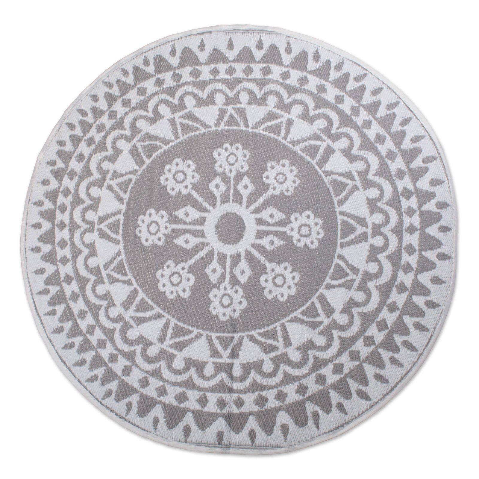 DII&#xAE; Round Gray Floral Outdoor Rug, 5ft.