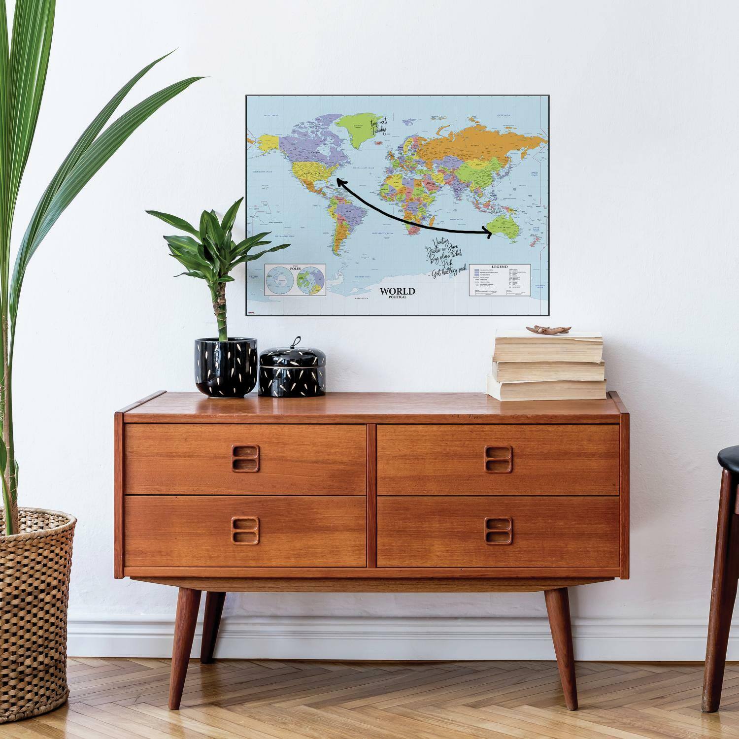 RoomMates Dry Erase Map Of The World Peel &#x26; Stick Decals