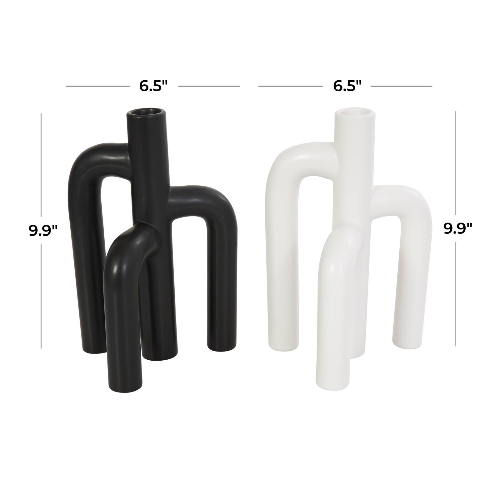 CosmoLiving by Cosmopolitan 10" Black & White Ceramic Abstract 3-Arch Vase Set