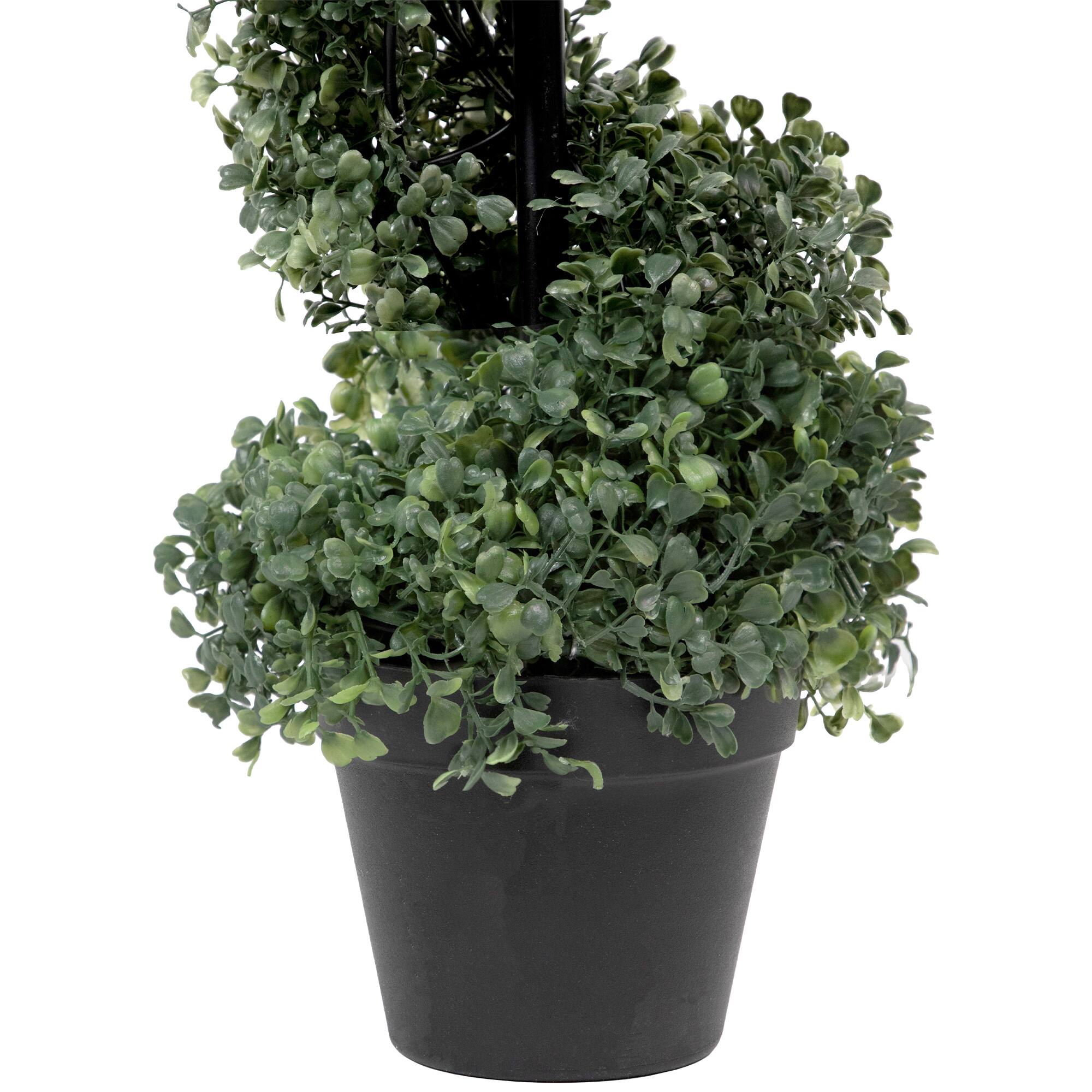 3ft. Unlit Artificial Two-Tone Boxwood Spiral Topiary Tree with Round Pot