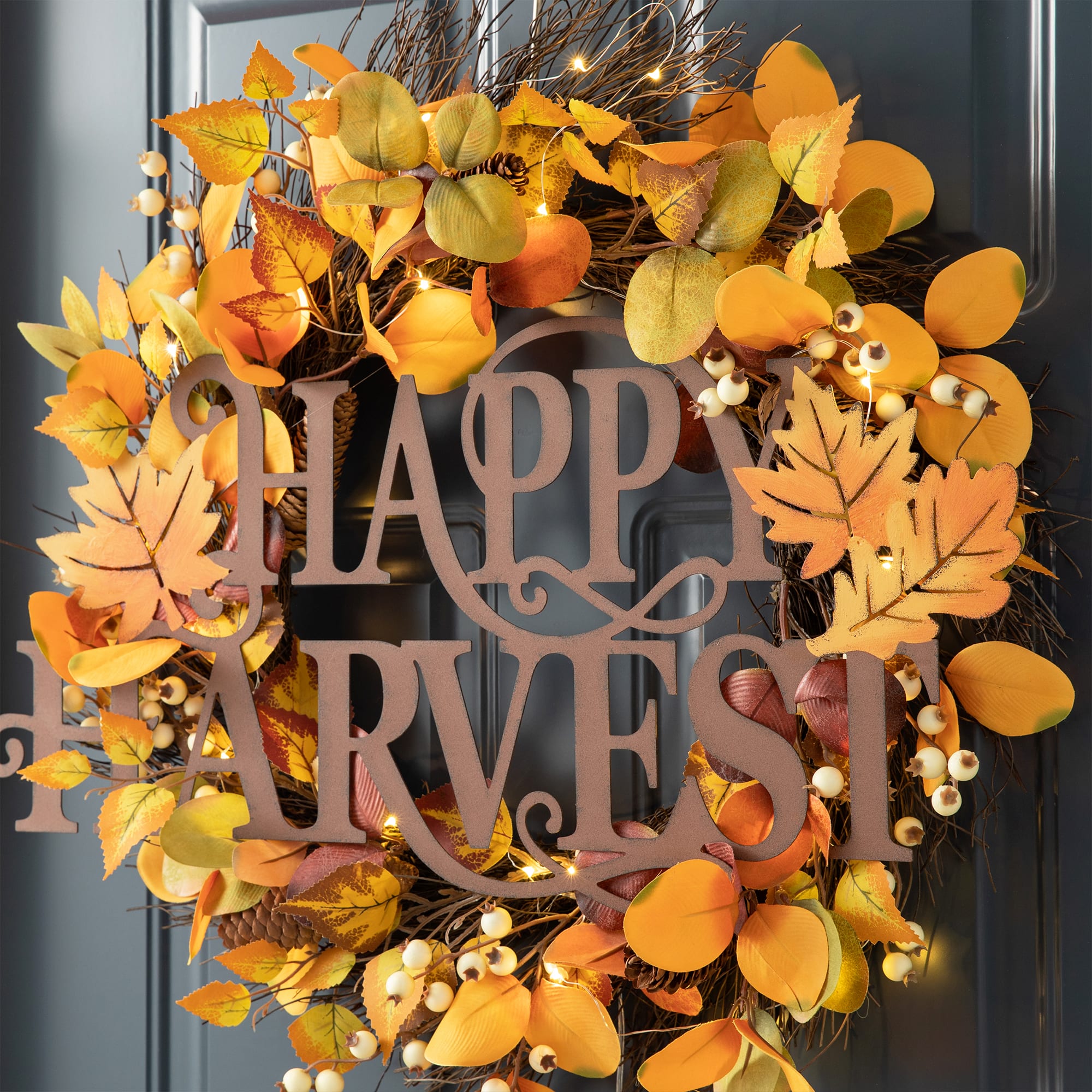 Glitzhome&#xAE; 24&#x22; Metal &#x22;HAPPY HARVEST&#x22; Wall D&#xE9;cor