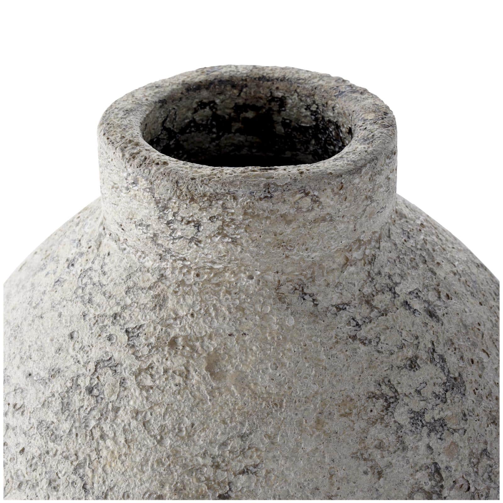 14.25" Beige Ceramic Handmade Antique Style Textured Decorative Vase