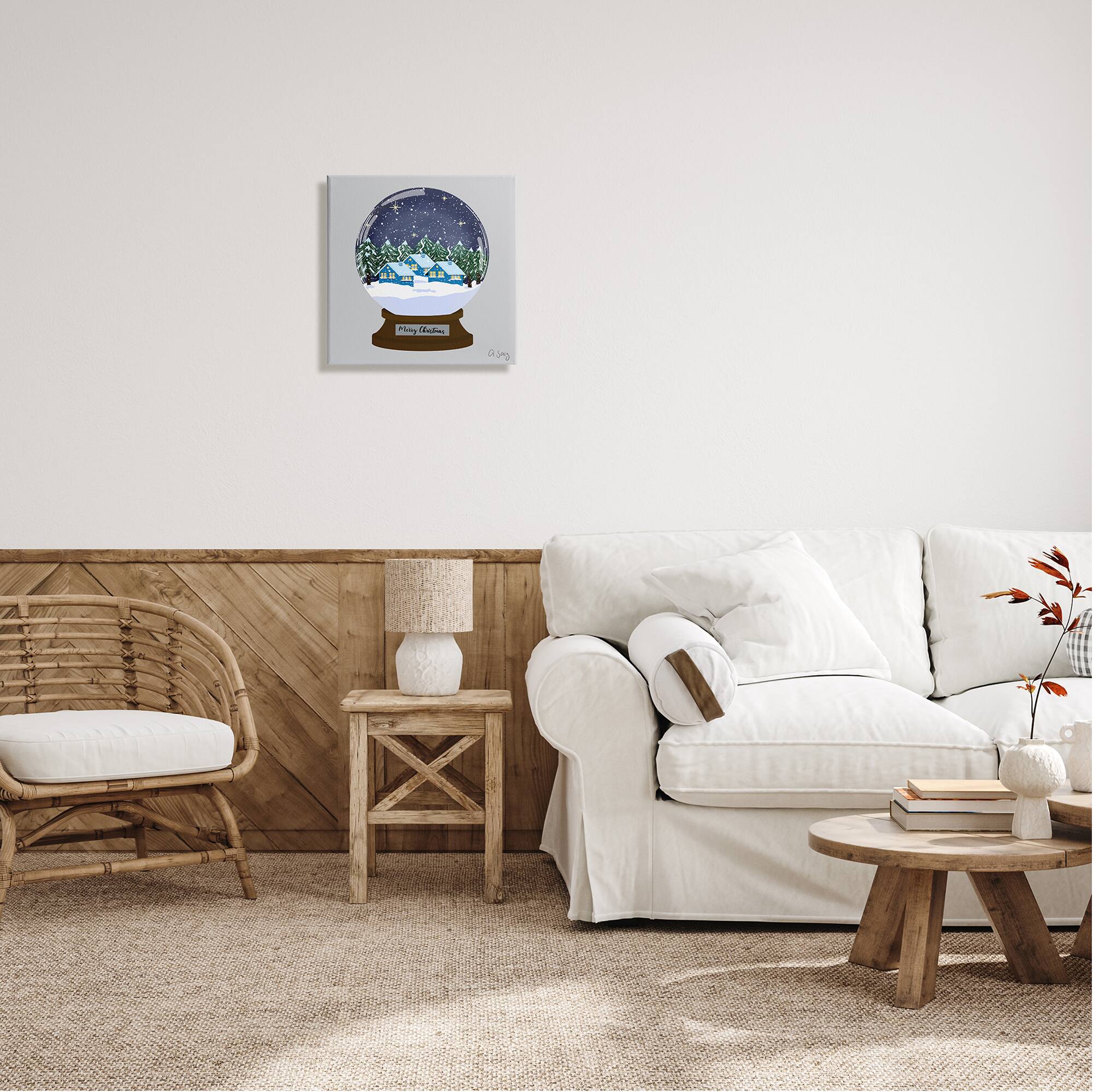 Stupell Industries Merry Christmas Winter Snow Globe Canvas Wall Art