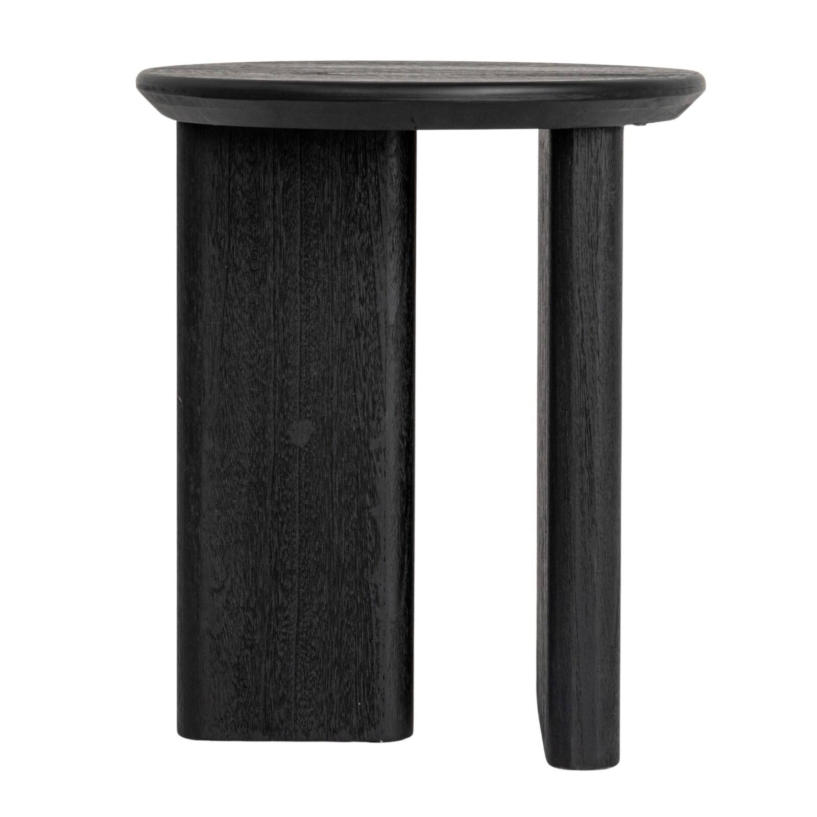 Hello Honey&#xAE; Black Asymmetrical Fir Wood Round End Table